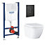 Grohe Euro Start Alpine White Standard Wall hung Oval Toilet & cistern with Soft close seat & matt black plate