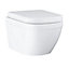 Grohe Euro Start Alpine White Standard Wall hung Oval Toilet & cistern with Soft close seat & matt black plate