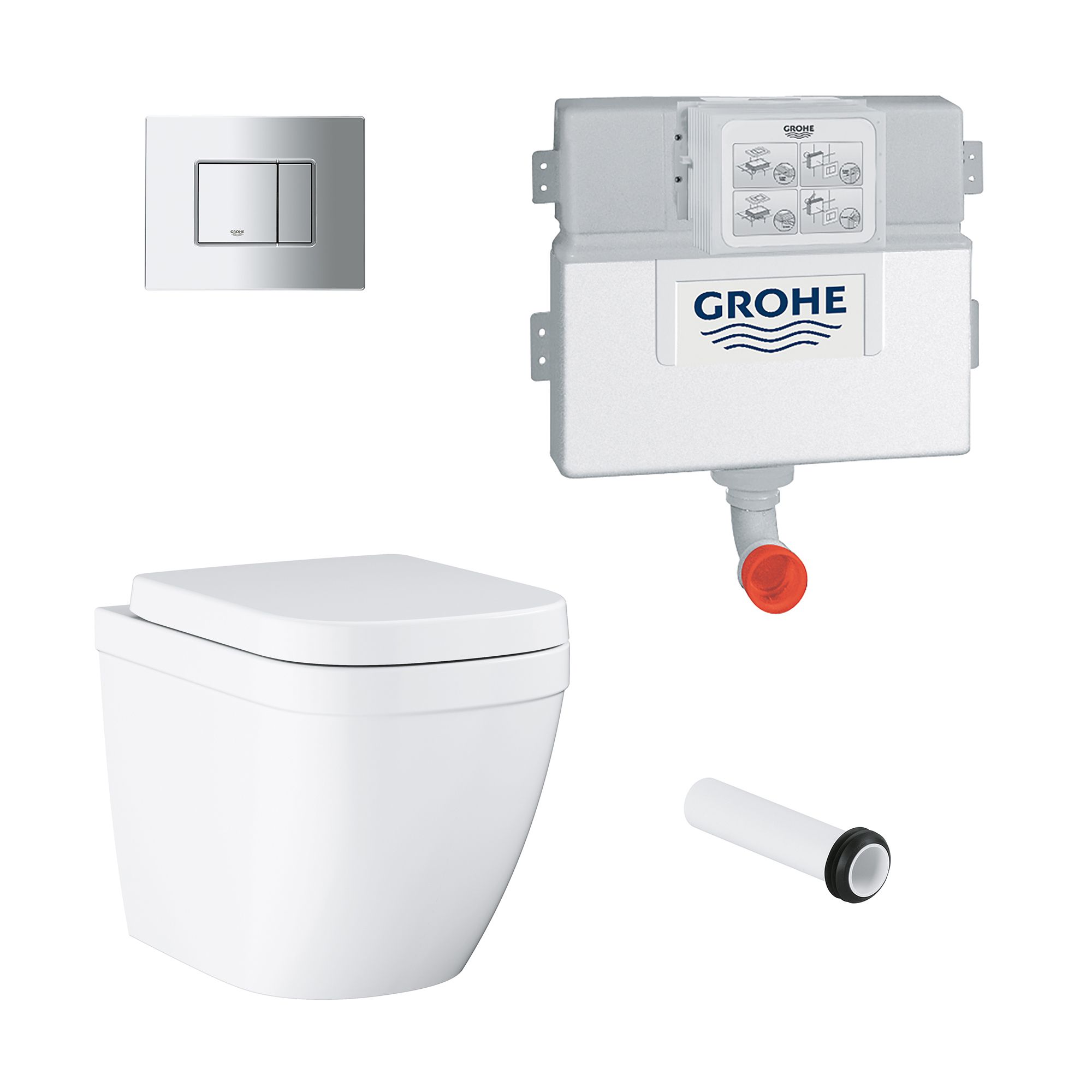 Grohe Even & Euro Contemporary Back to wall Rimless Standard Toilet
