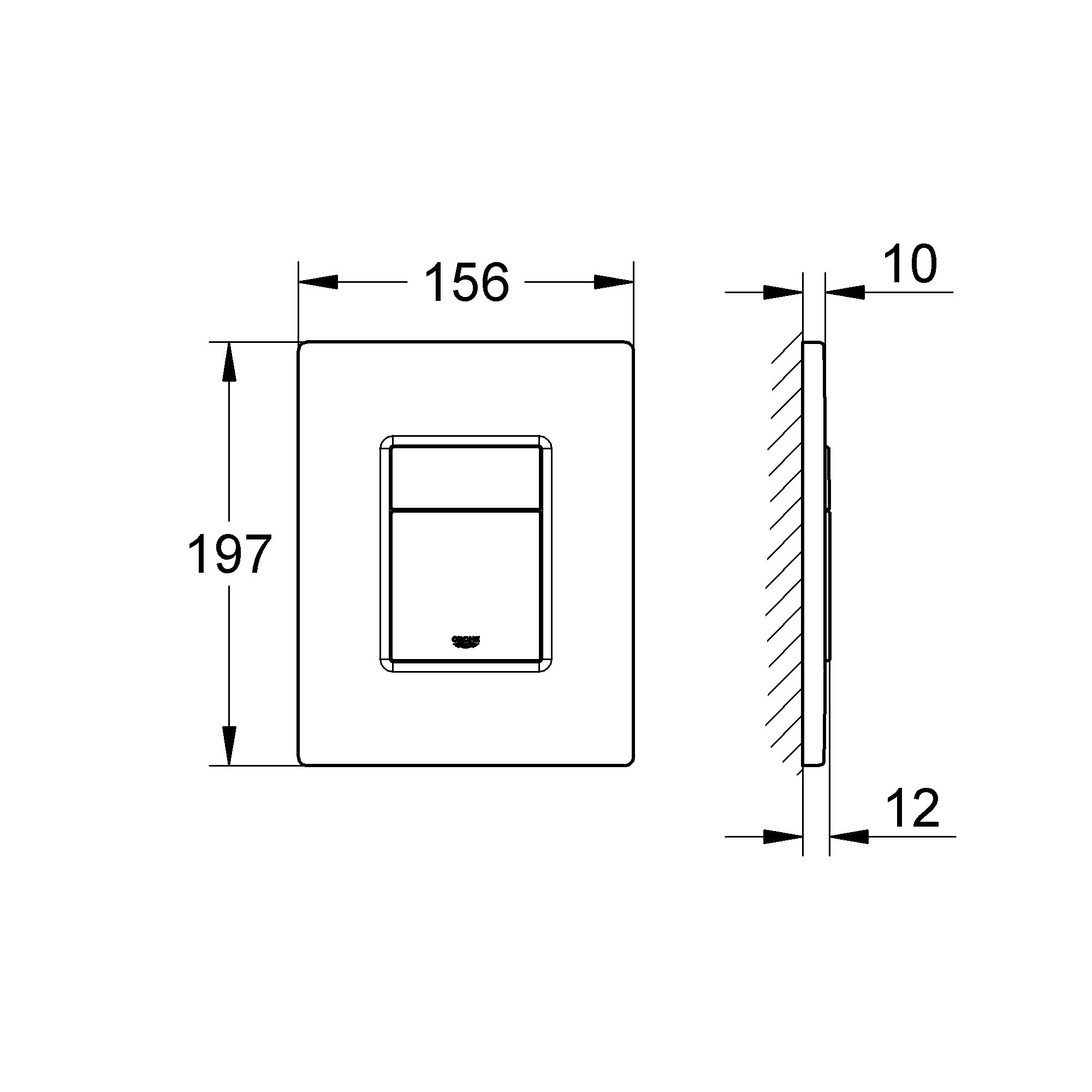 Grohe Even Matt Black Surface or wall-mounted Dual Flushing plate (H)197mm (W)156mm