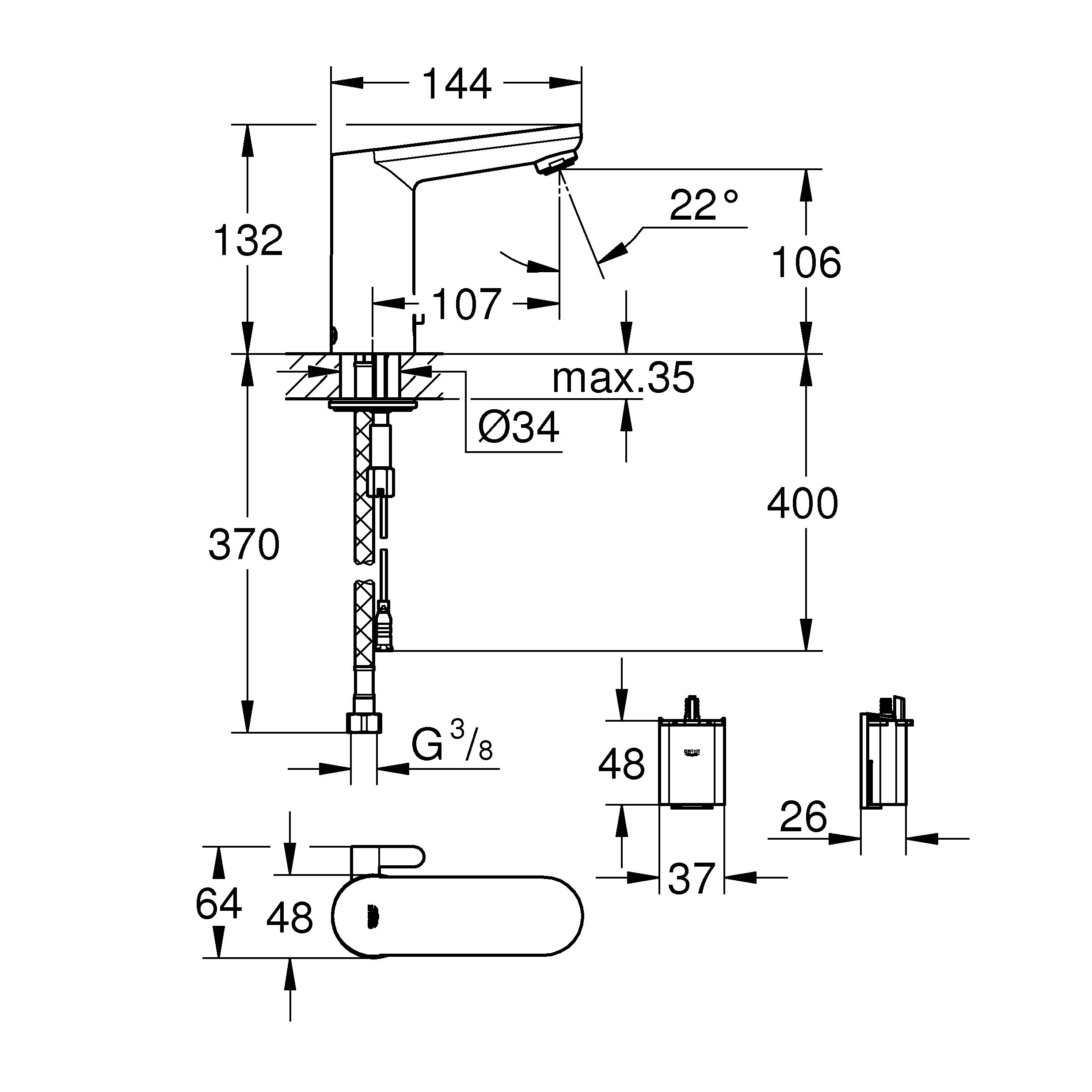 Grohe Get E Bathroom Brass Sensor tap
