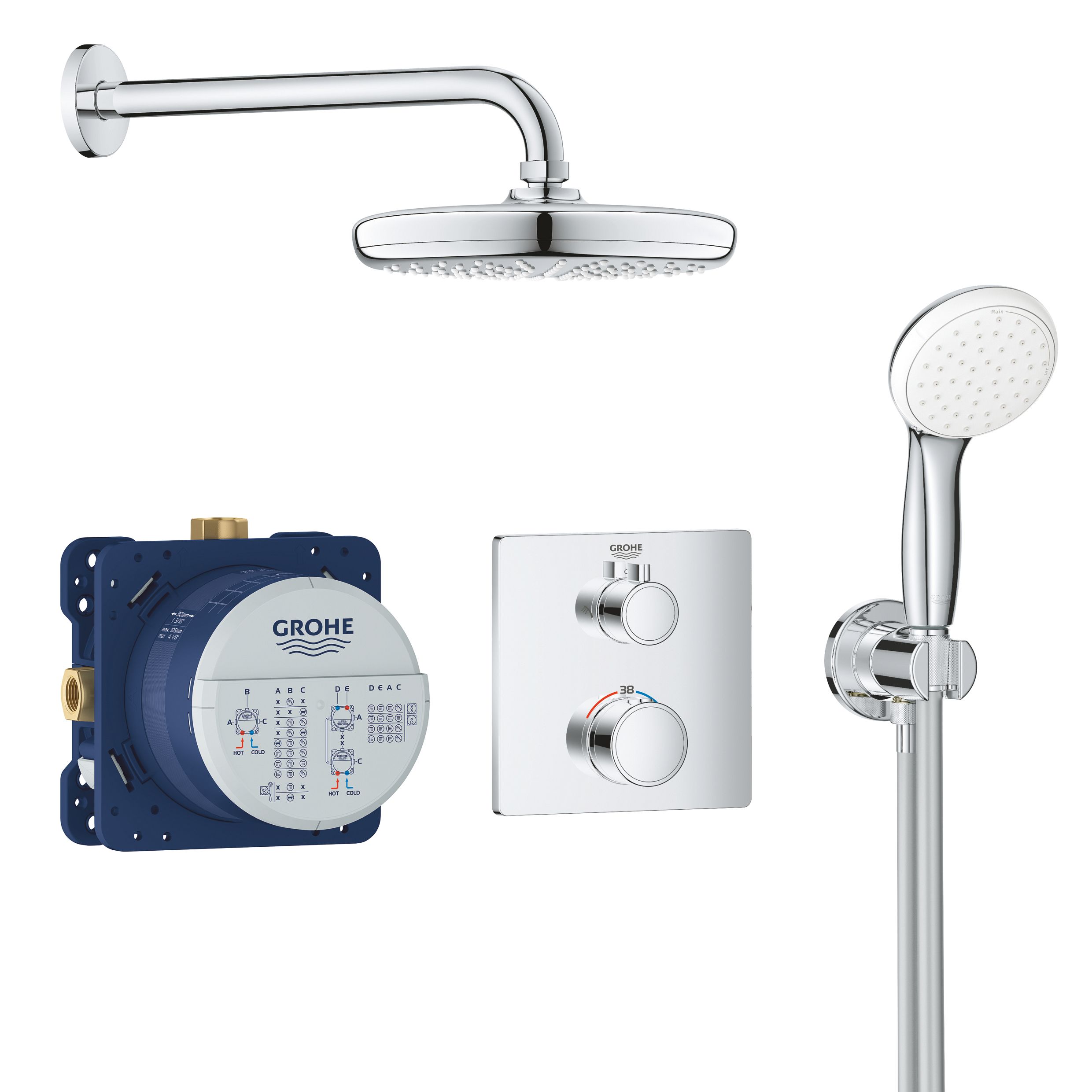 Grohe Grohtherm Concealed Chrome effect Thermostatic Multi head shower