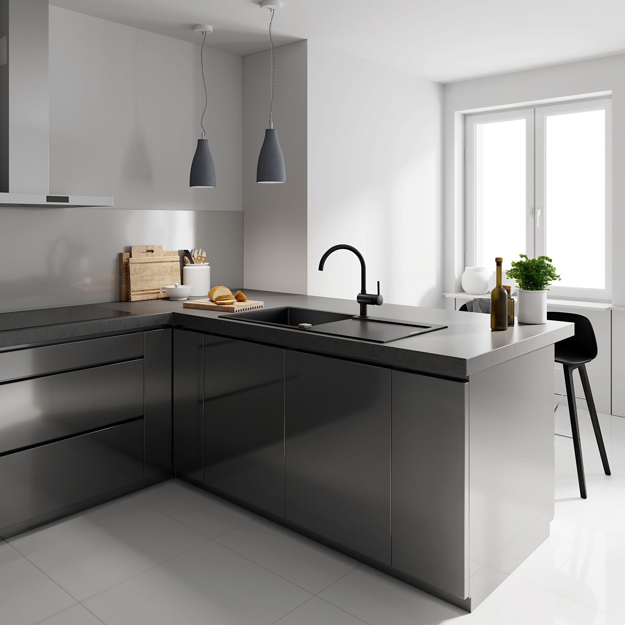 Grohe Minta Black Chrome-plated Kitchen Side lever Tap