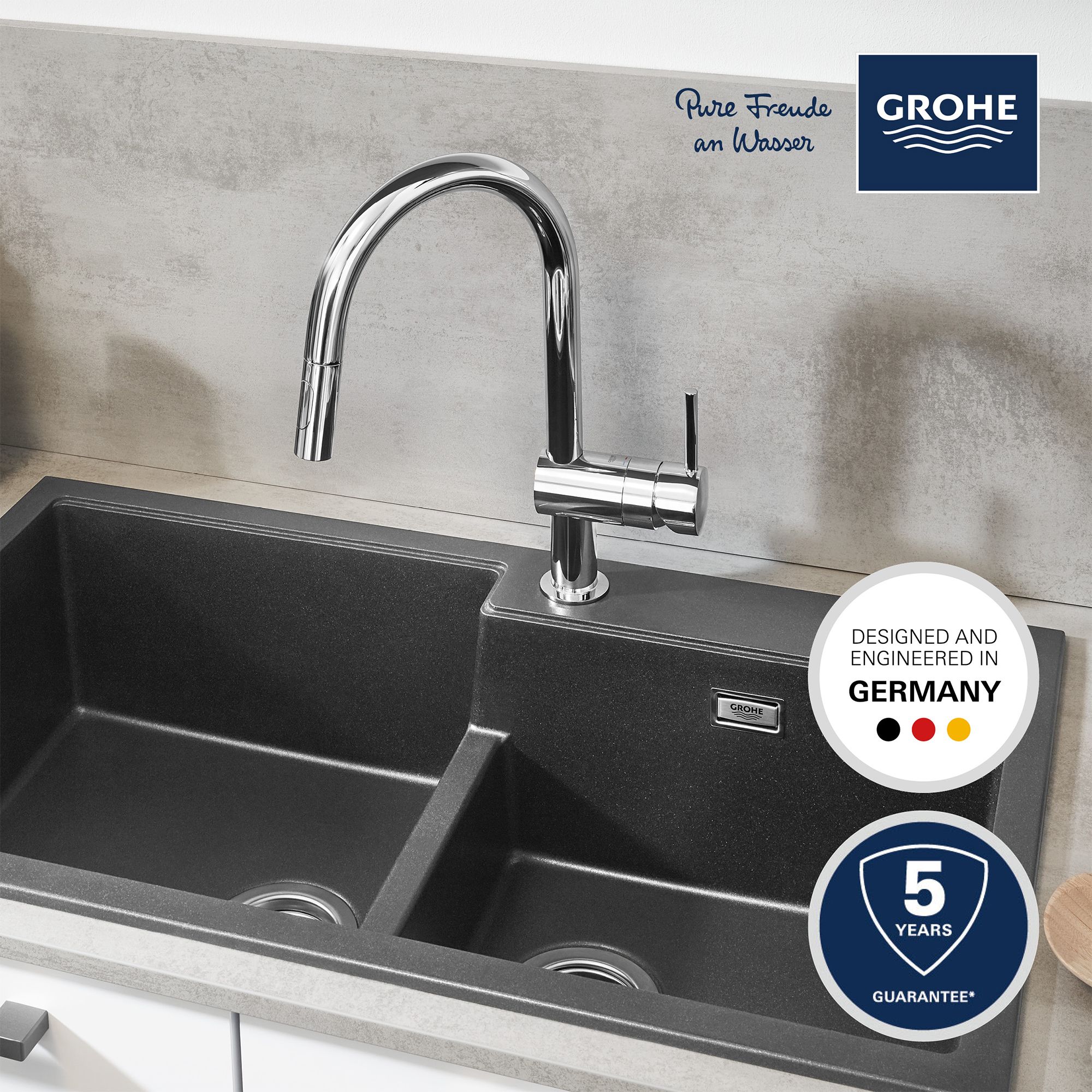 Grohe Minta Chrome-plated Kitchen Pull-out mono mixer Tap