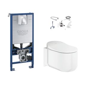 Grohe Sensia arena Alpine White Wall hung Toilet & cistern with Soft close seat