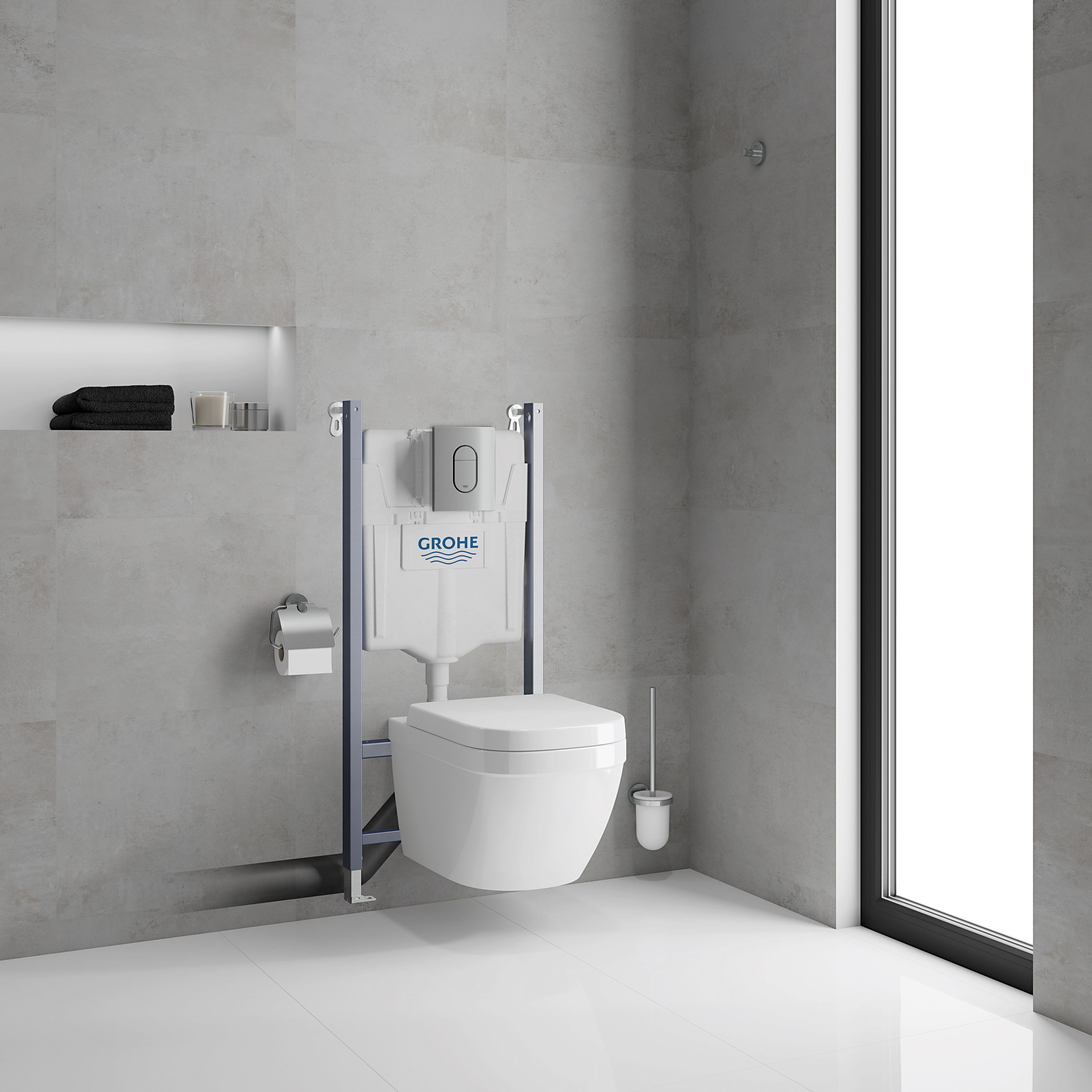 Grohe Solido White Wall hung Toilet & cistern with Soft close seat