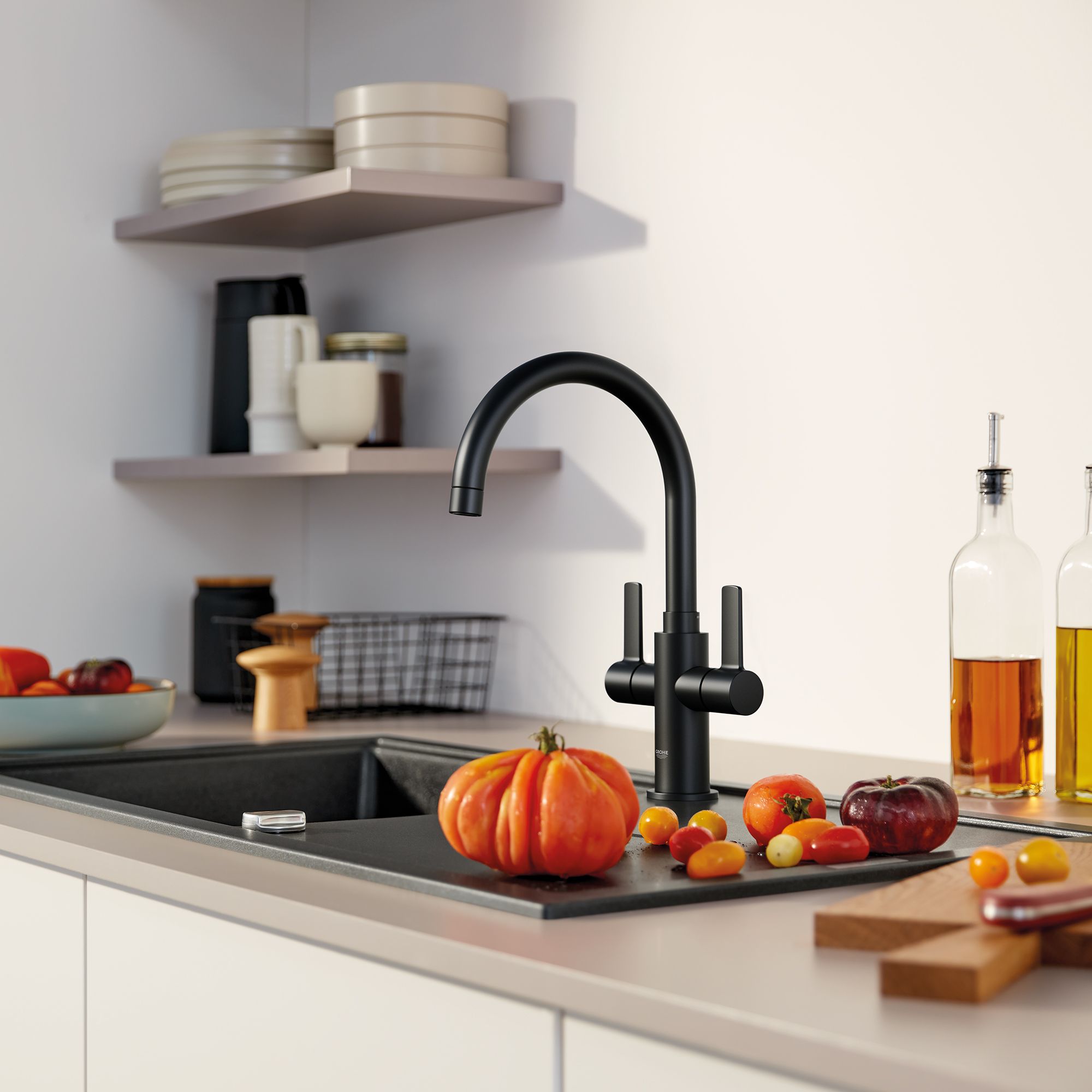 Grohe Start Matt Black Chrome-plated Kitchen Dual lever Tap