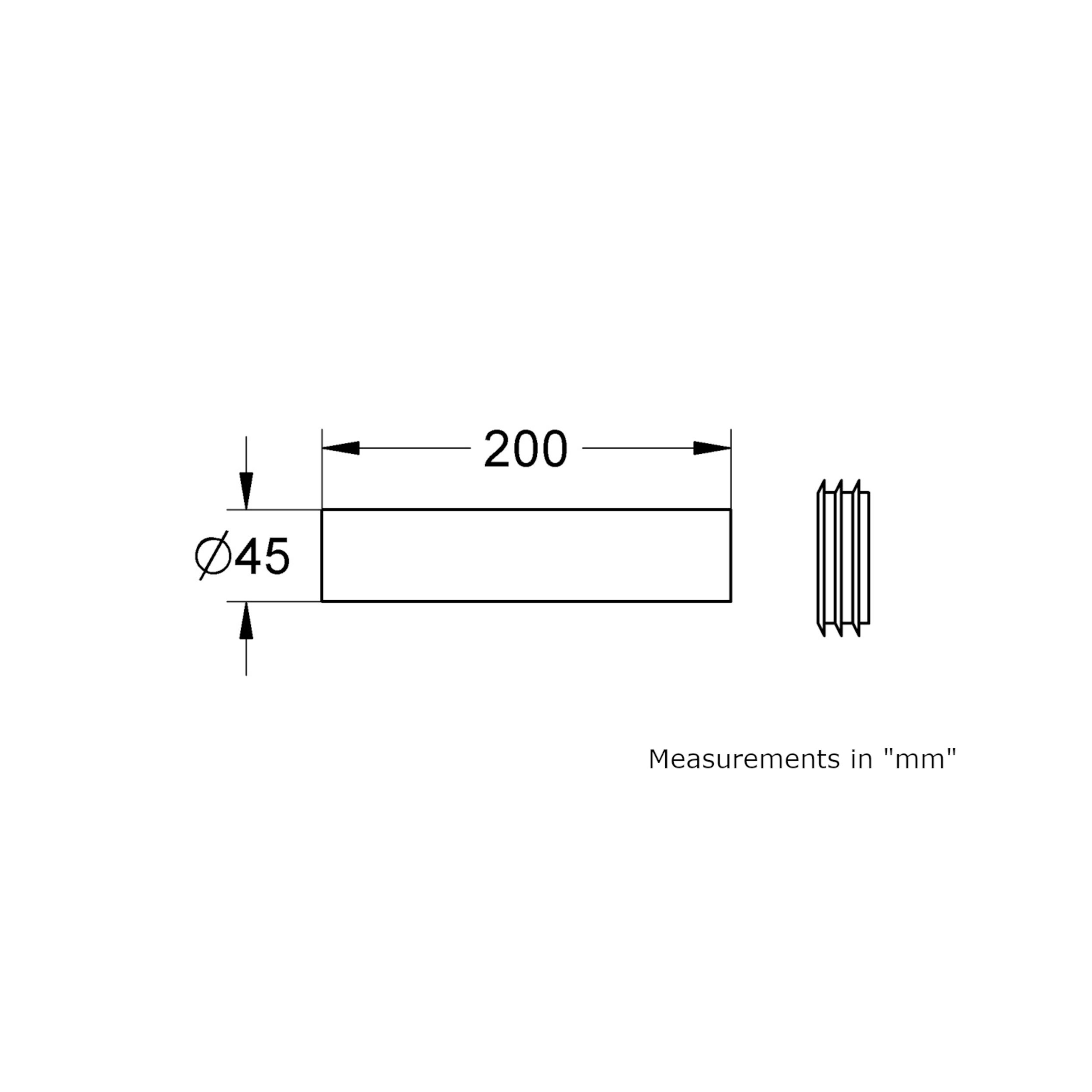Grohe White Plastic End feed Water pipe (L)0.2m (Dia)45mm