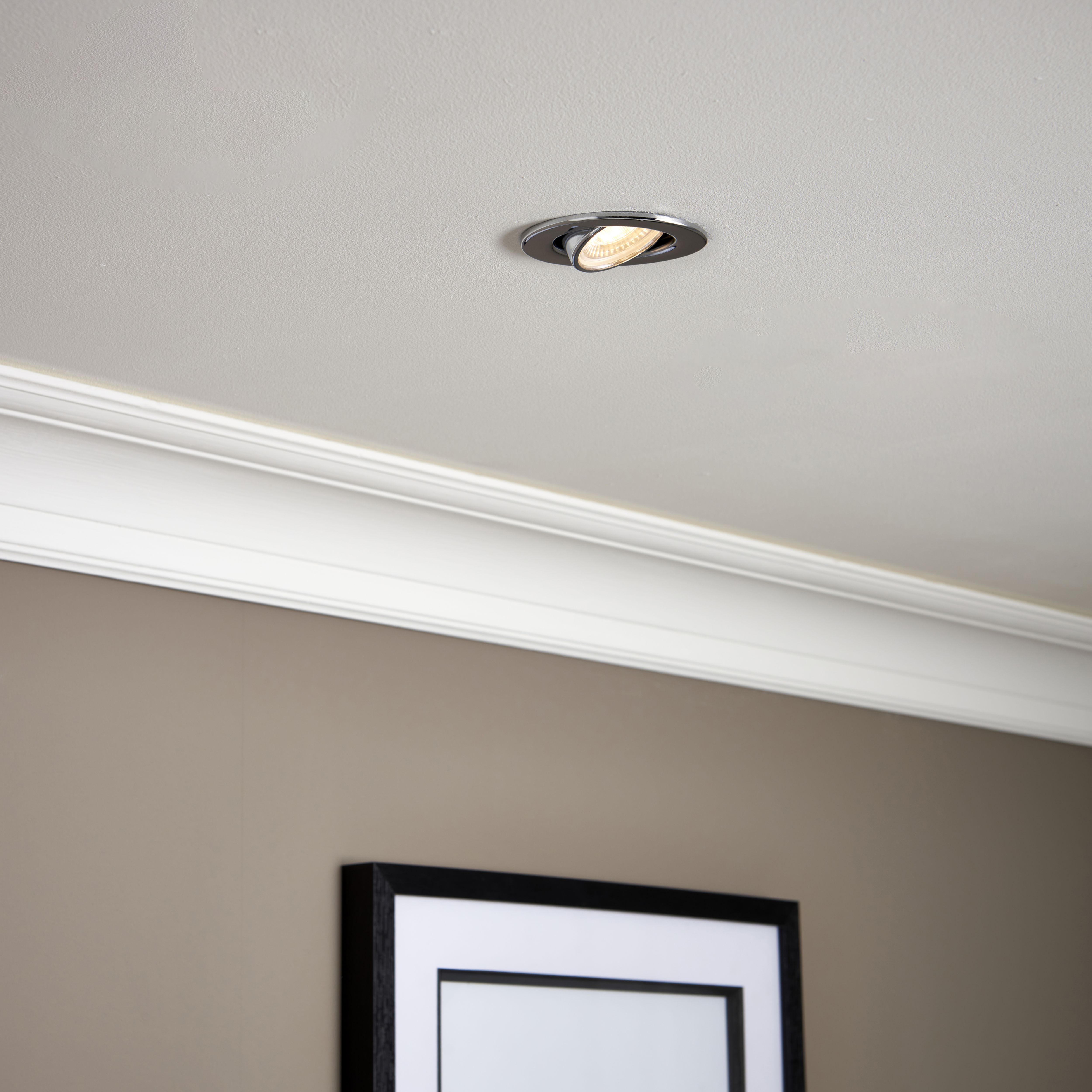 GuardECO Chrome effect Adjustable LED Warm white Downlight 6W IP20