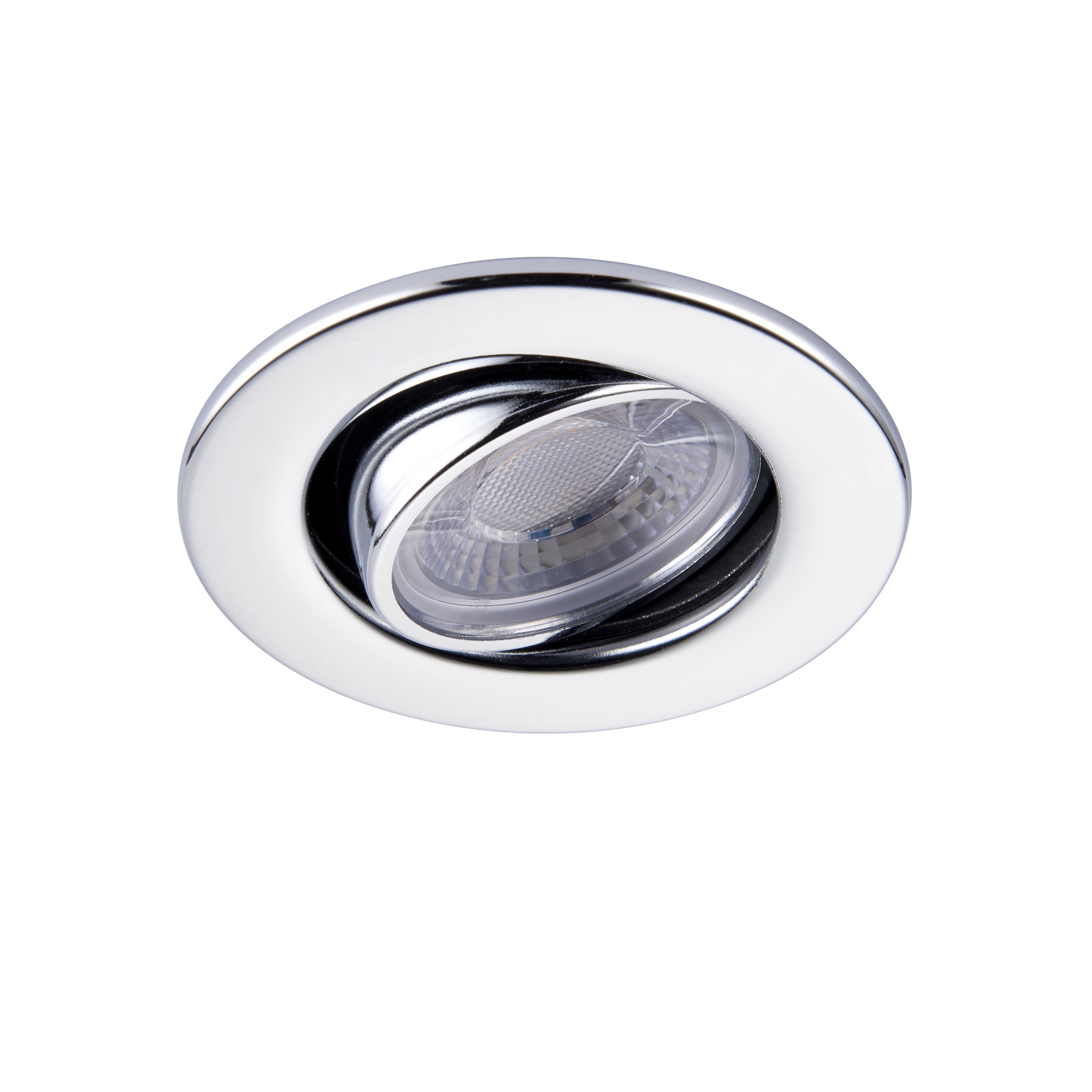 GuardECO Chrome effect Adjustable LED Warm white Downlight 6W IP20  