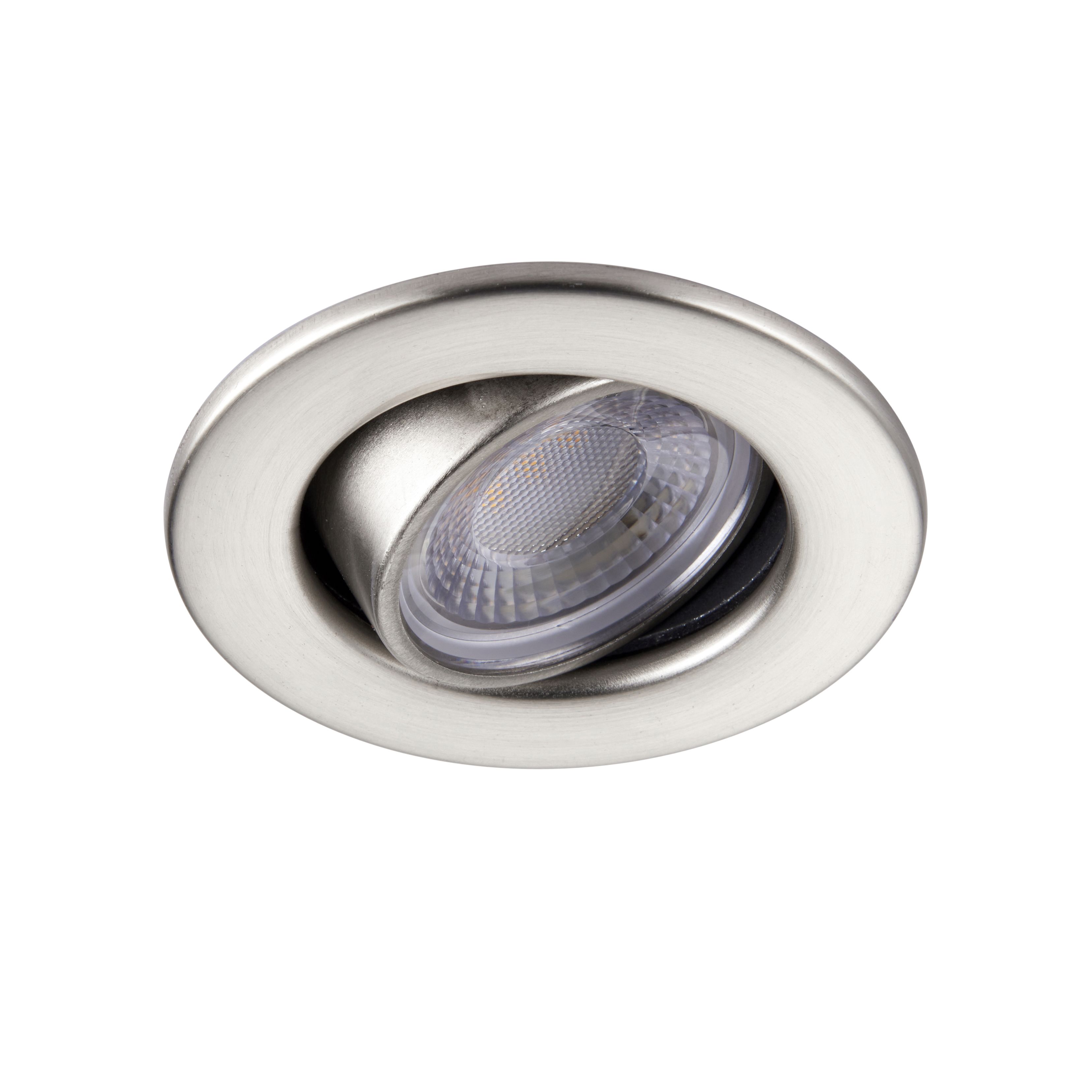 GuardECO Nickel effect Adjustable LED Cool white Downlight 6W IP20