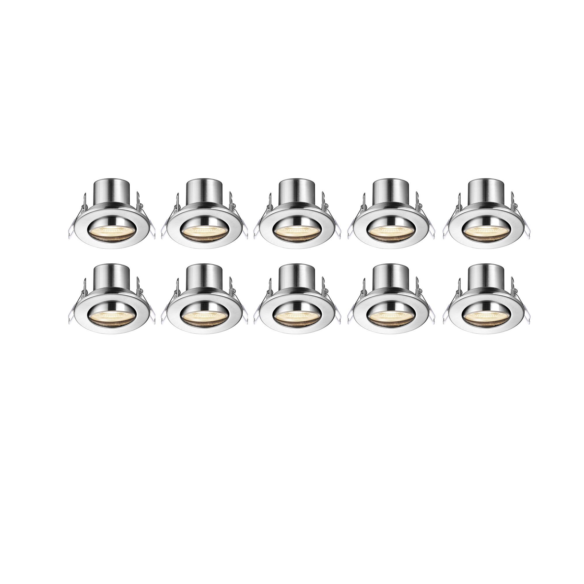 GuardECO Nickel effect Adjustable LED Warm white Downlight 6W IP20, Pack of 10