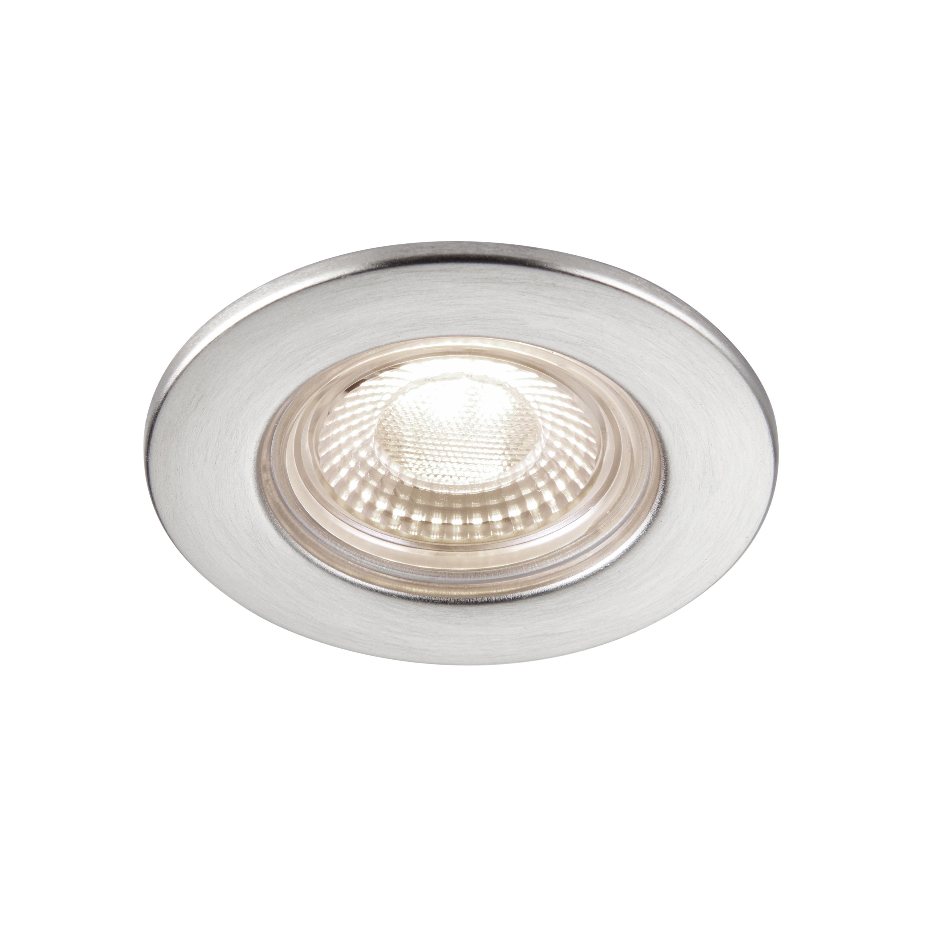 GuardECO Nickel effect Non-adjustable LED Cool white Downlight 6W IP65, Pack of 10