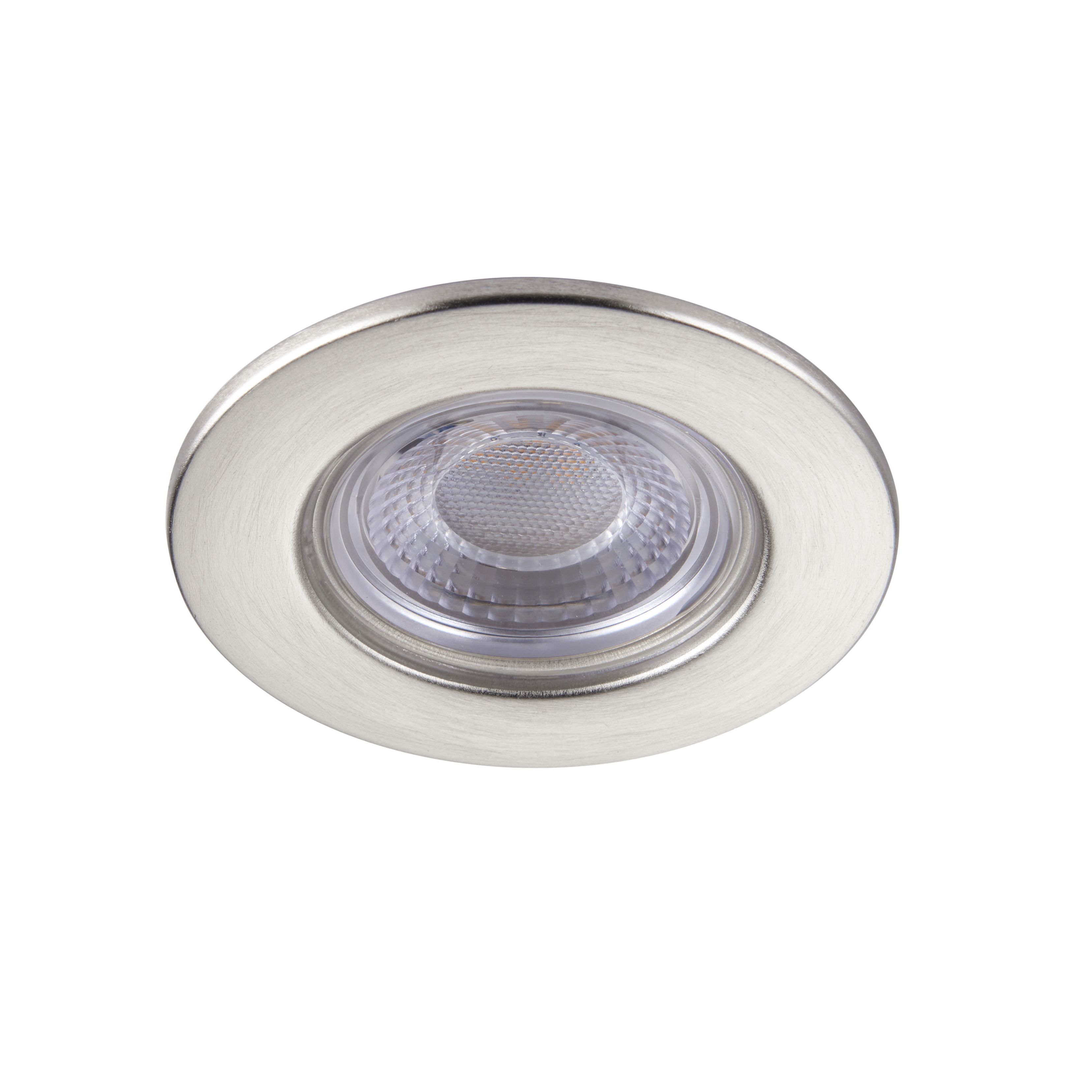 GuardECO Nickel effect Non-adjustable LED Cool white Downlight 6W IP65