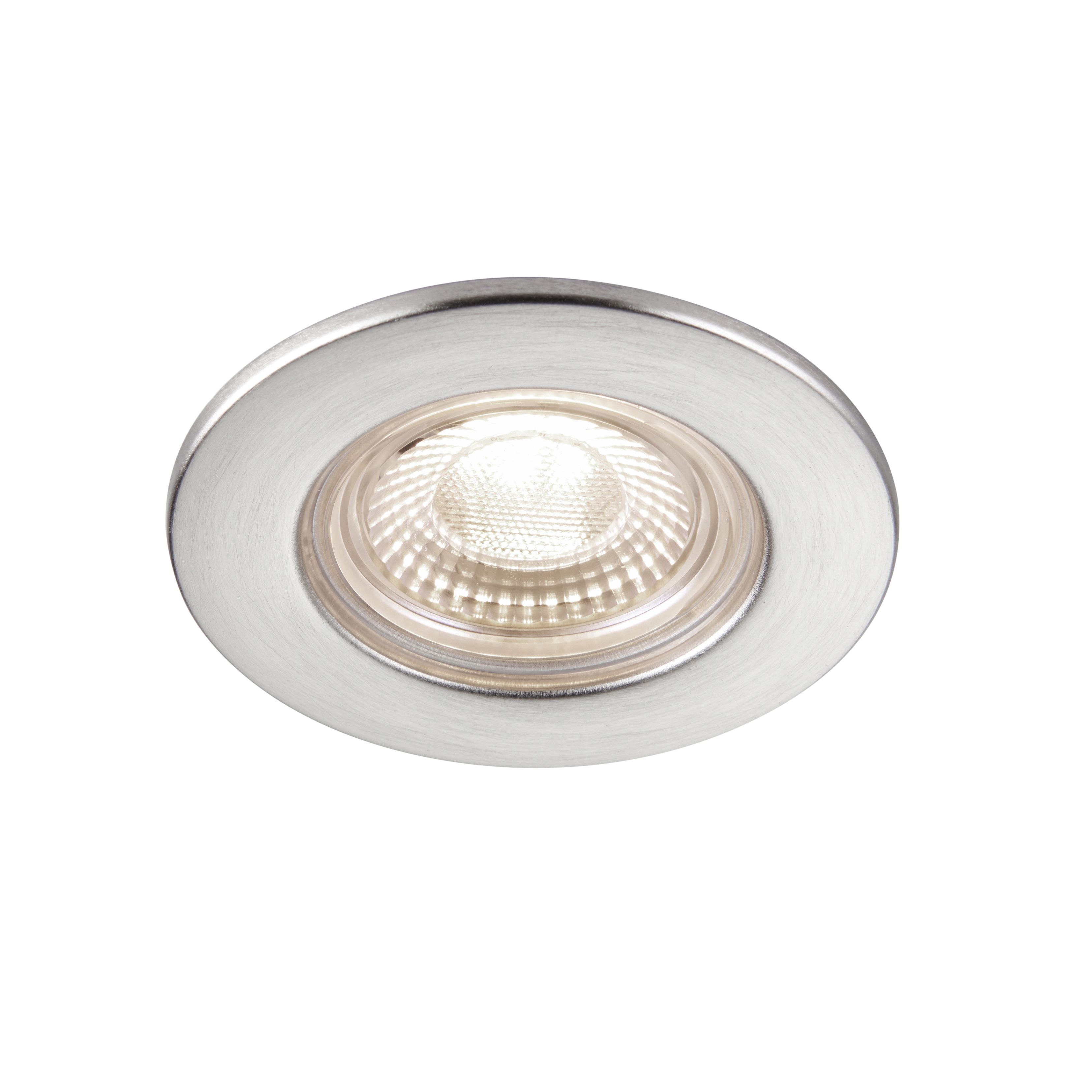 GuardECO Nickel effect Non-adjustable LED Cool white Downlight 6W IP65