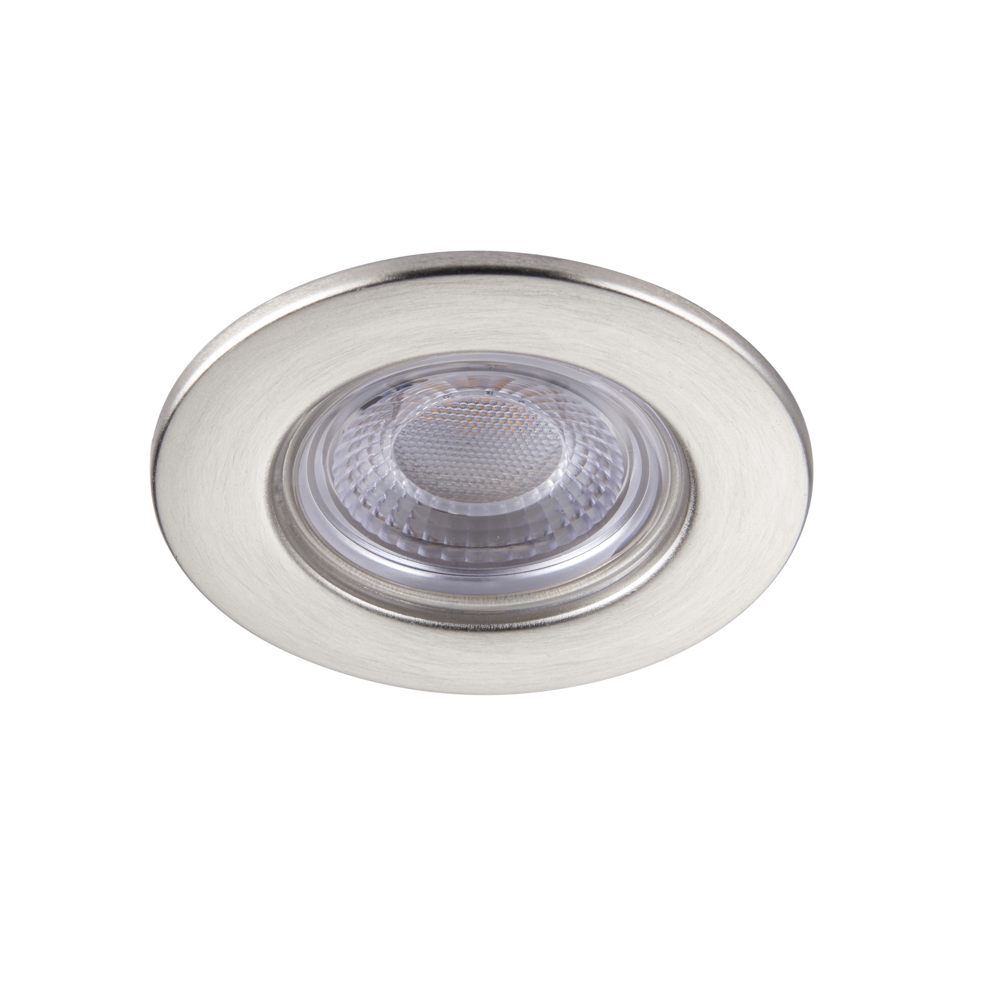 GuardECO Nickel effect Non-adjustable LED Warm white Downlight 6W IP65, Pack of 10