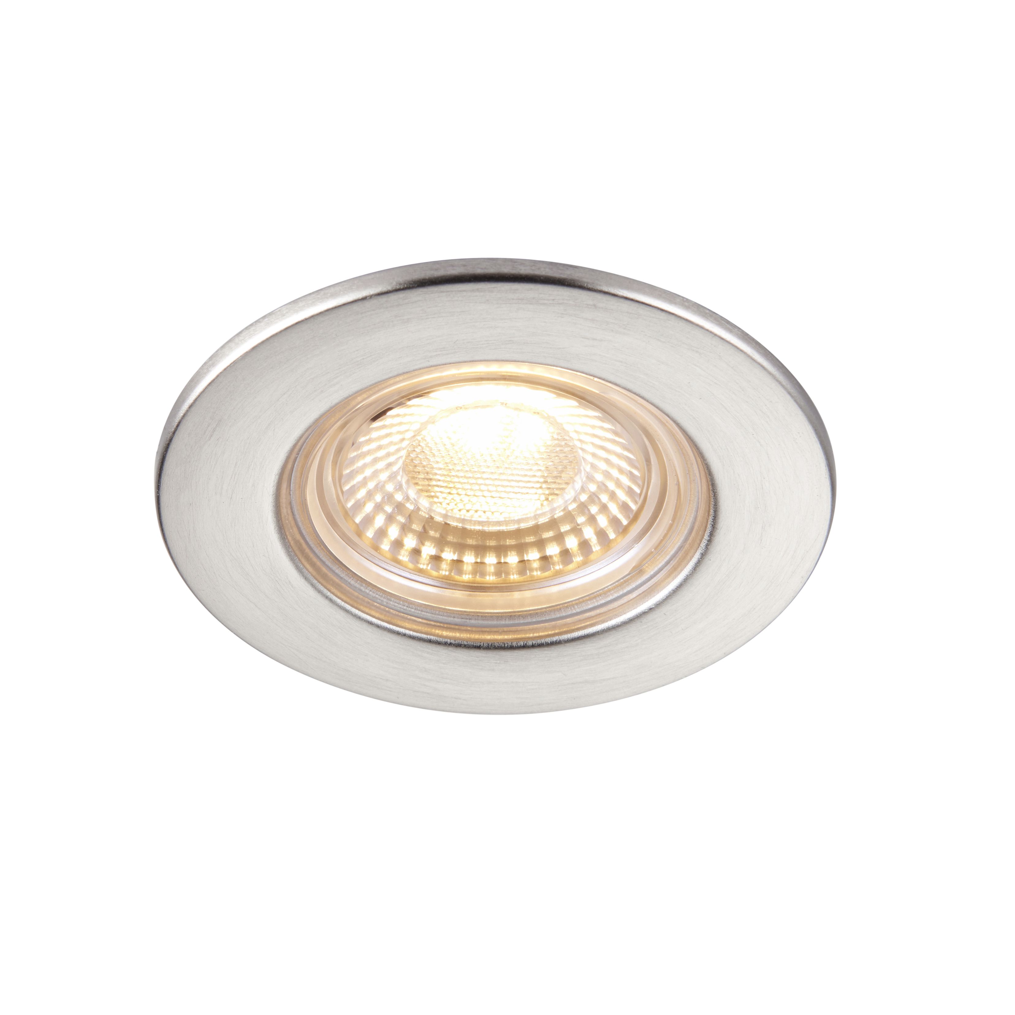GuardECO Nickel effect Non-adjustable LED Warm white Downlight 6W IP65, Pack of 10