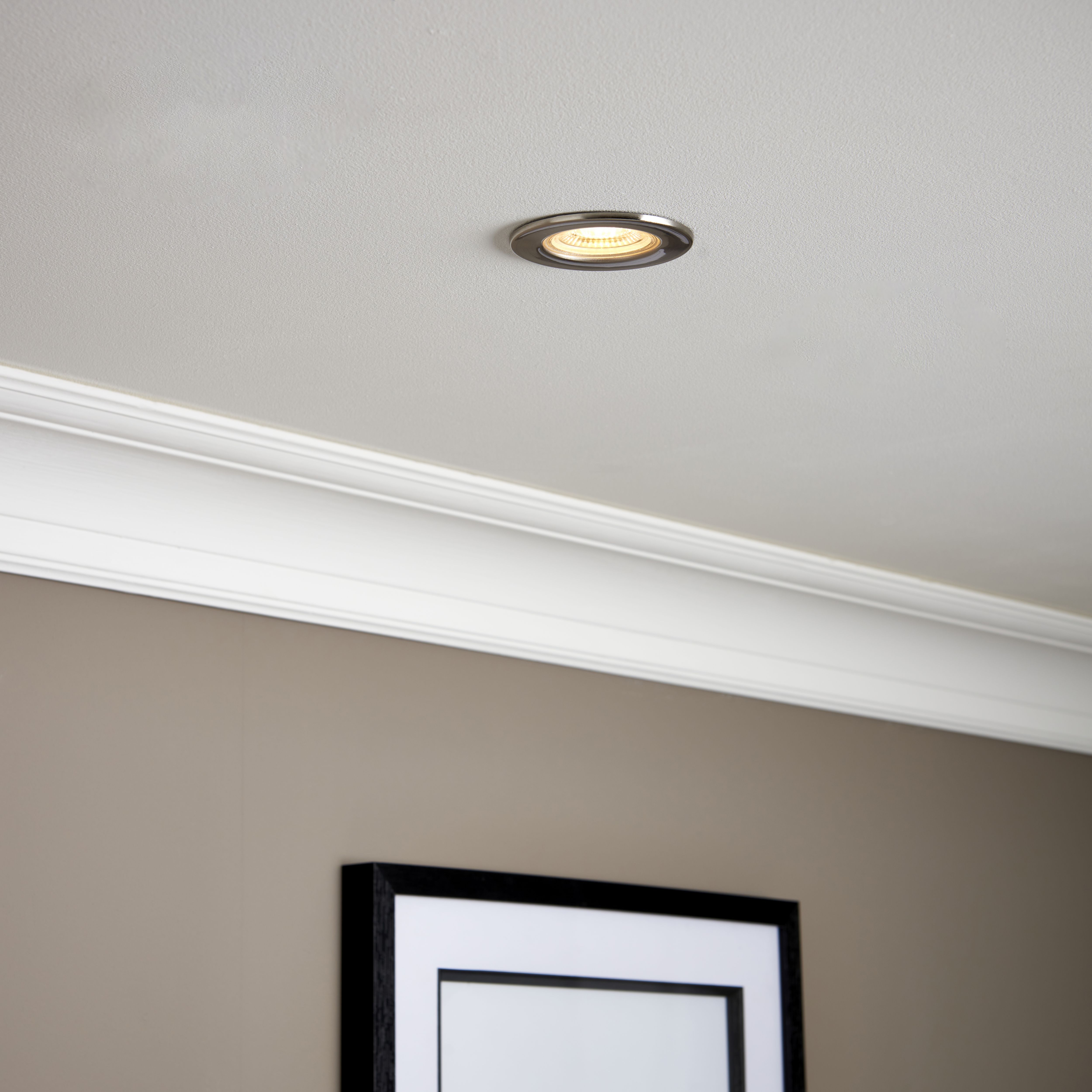 GuardECO Nickel effect Non-adjustable LED Cool white Downlight 6W 