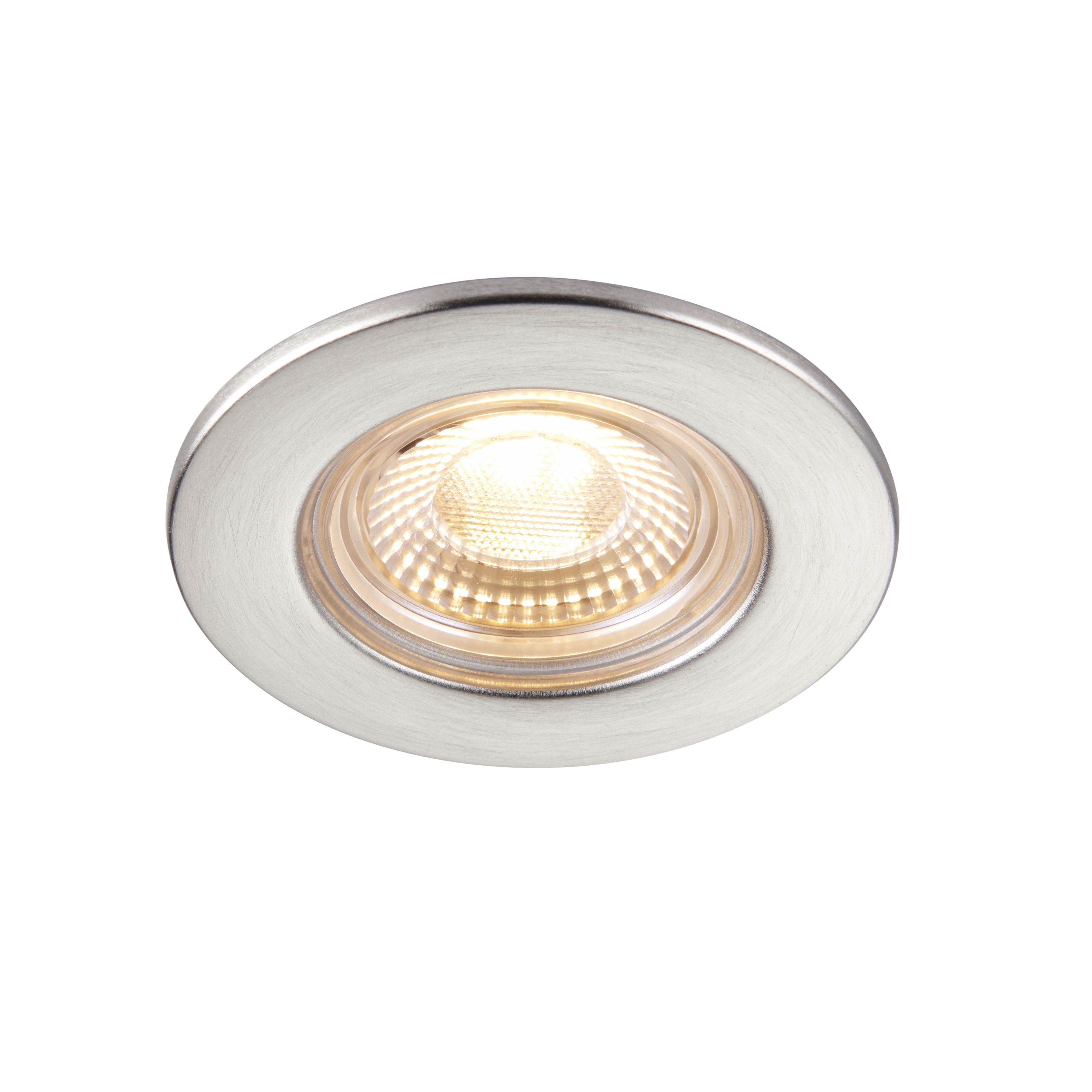 GuardECO Nickel effect Non-adjustable LED Warm white Downlight 6W IP65
