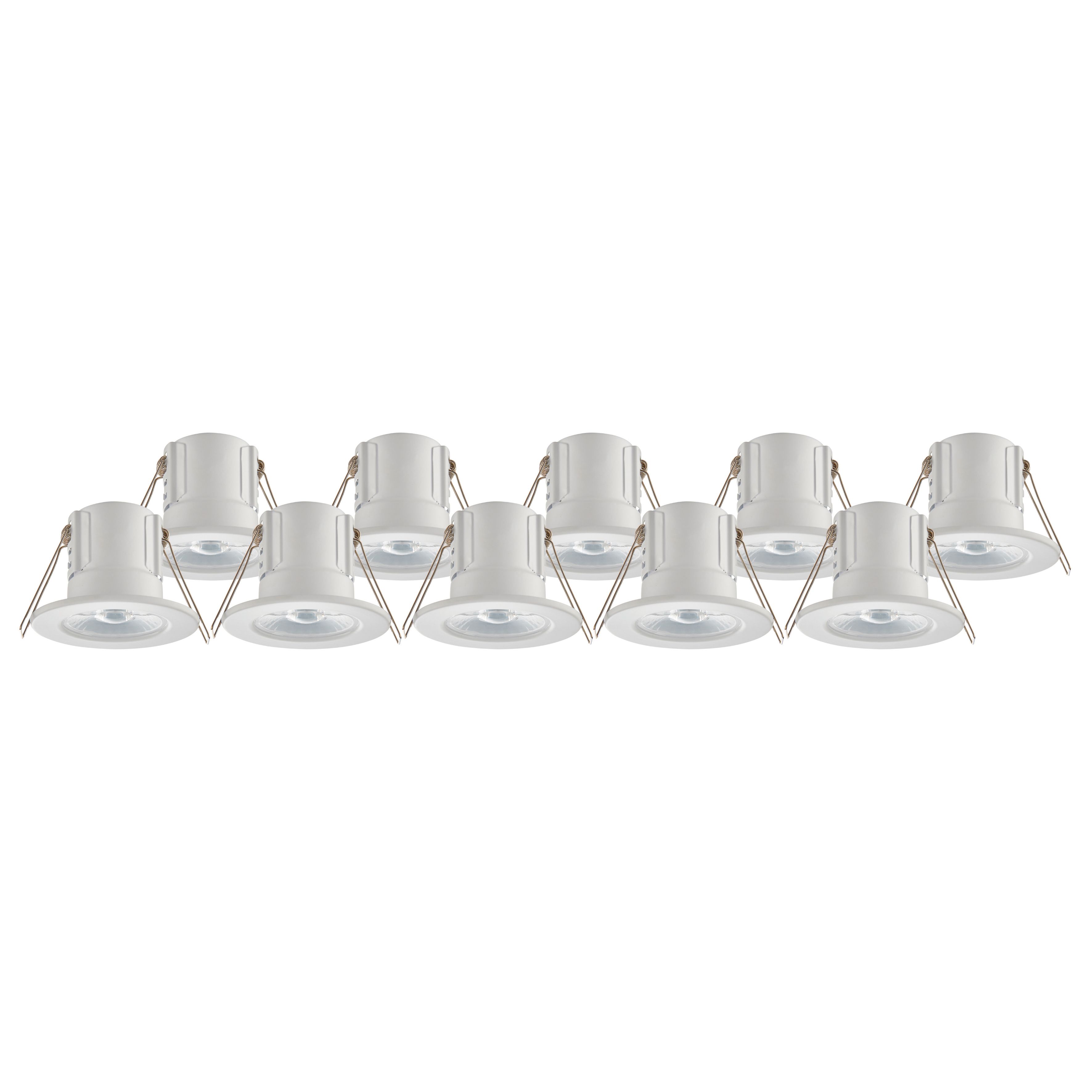 GuardECO White Non-adjustable LED Warm white Downlight 6W IP65, Pack of 10