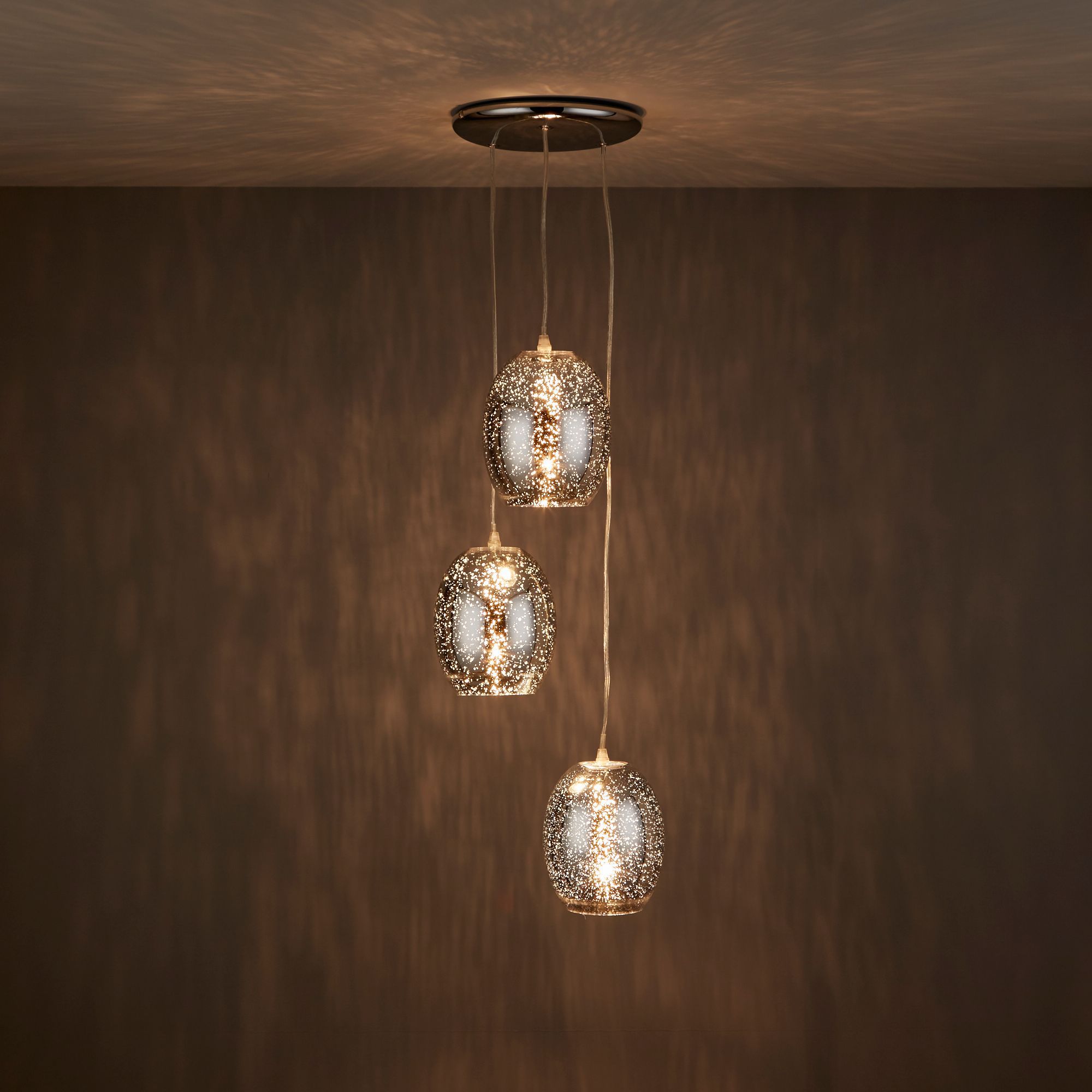 Guerrein Pendant Chrome effect 3 Lamp Ceiling light