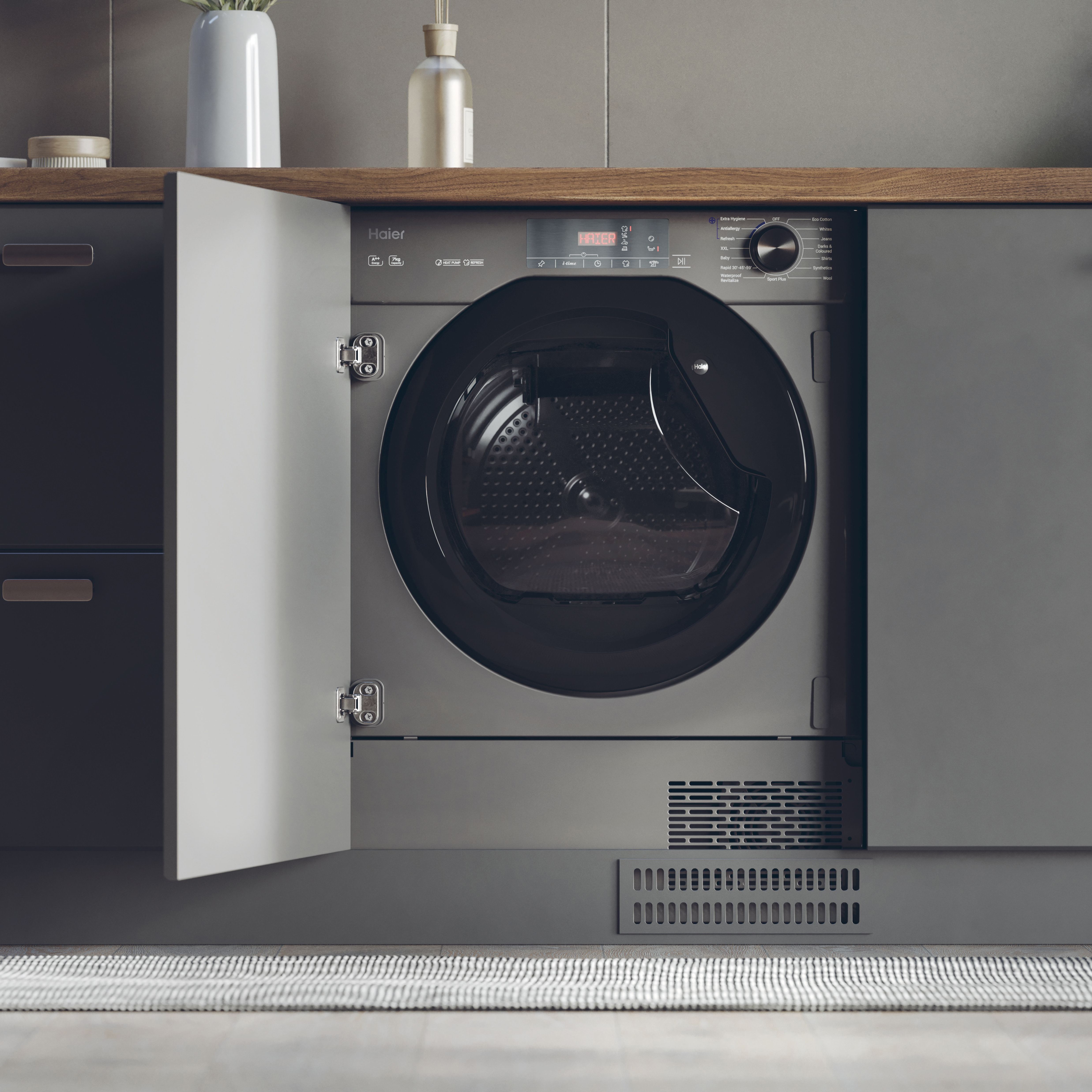 Haier HDB4 H7A2TBERX80 7kg Built-in Heat pump Tumble dryer - Grey