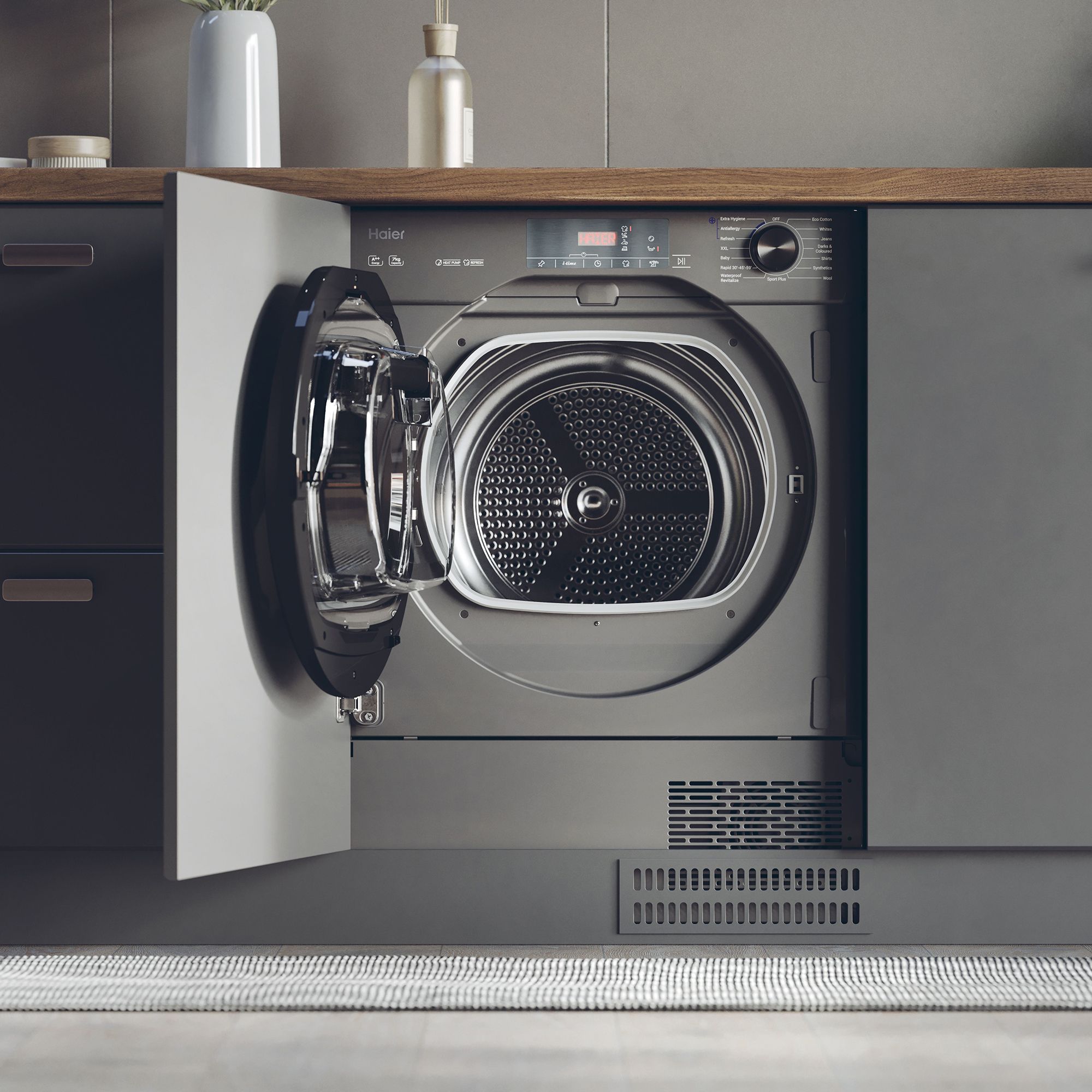 Haier HDB4 H7A2TBERX80 7kg Built-in Heat pump Tumble dryer - Grey