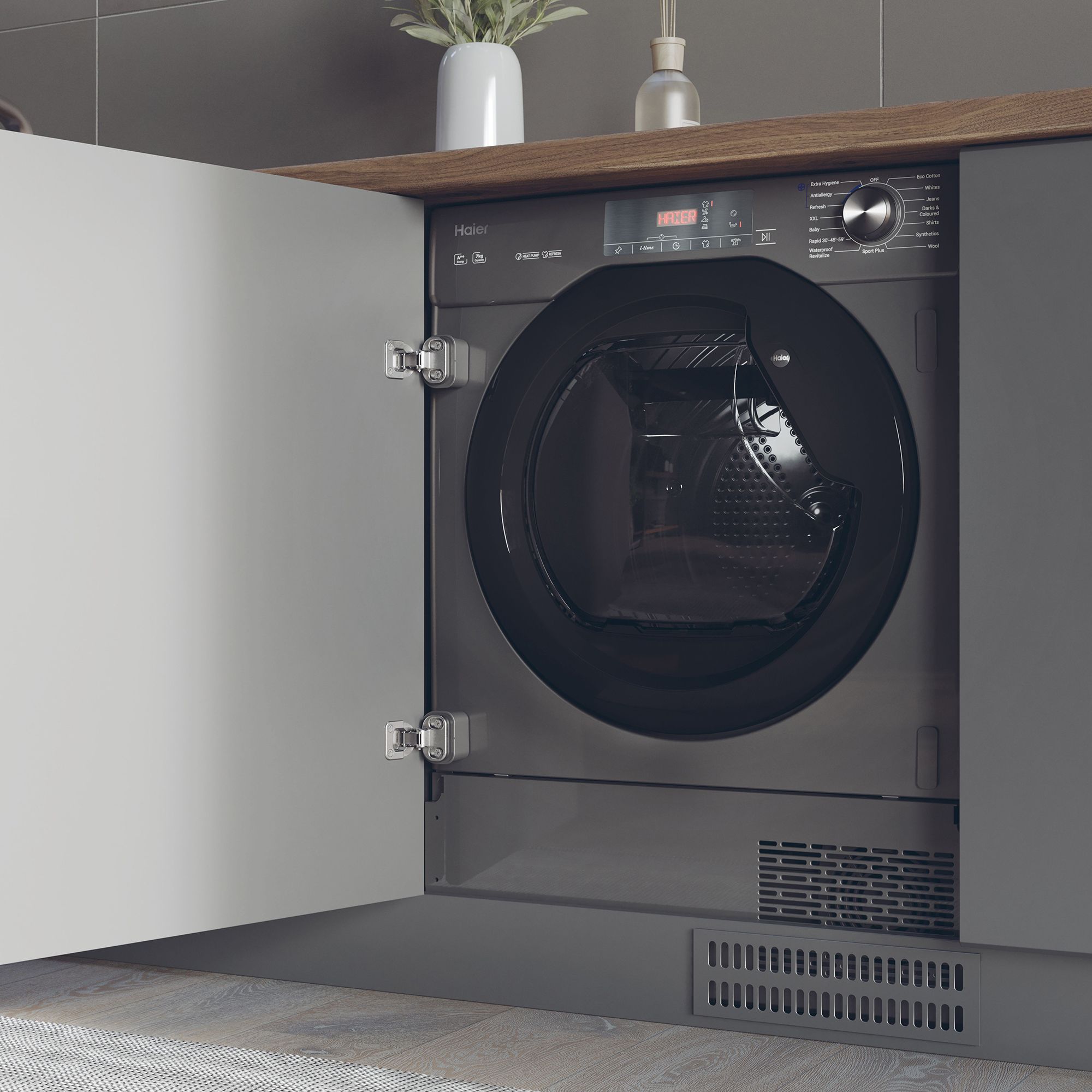 Haier HDB4 H7A2TBERX80 7kg Built-in Heat pump Tumble dryer - Grey