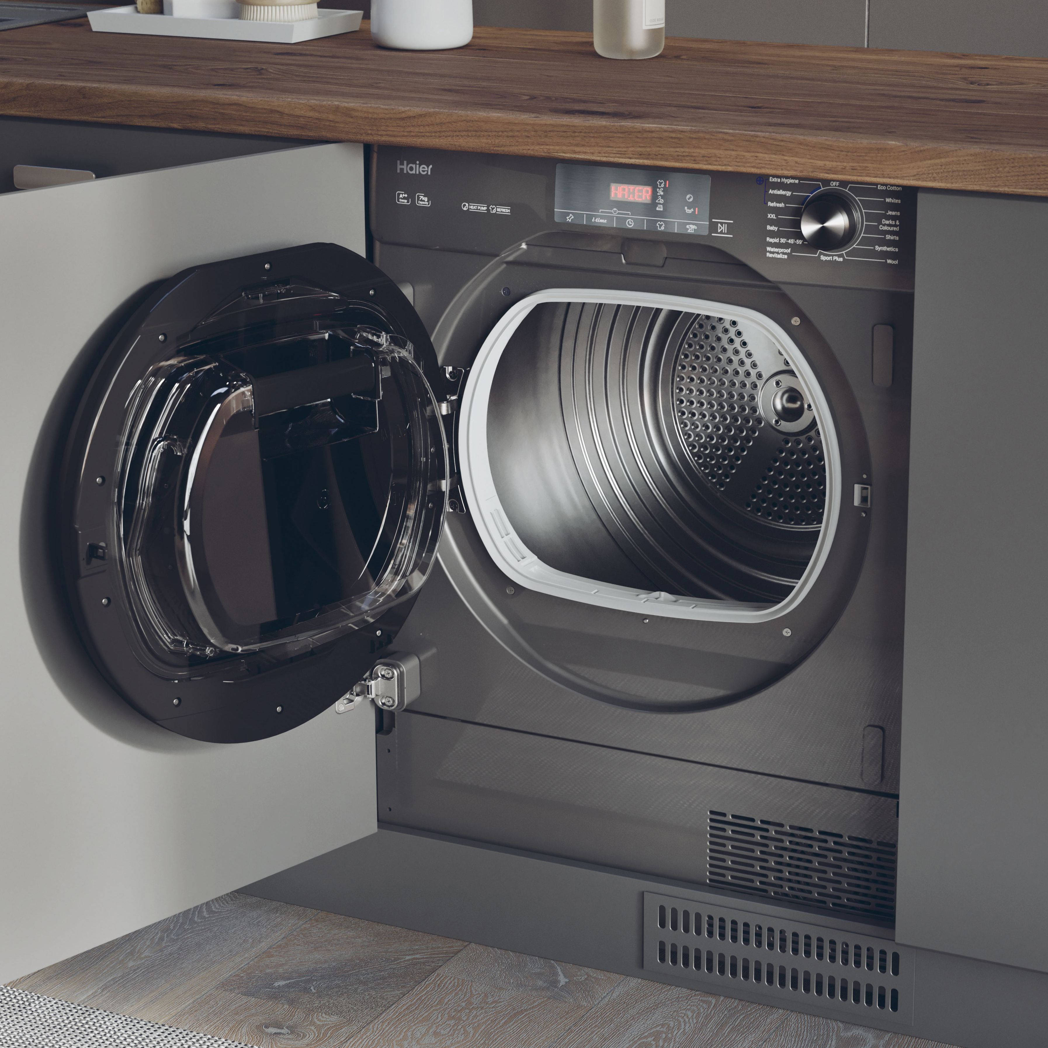 Haier HDB4 H7A2TBERX80 7kg Built-in Heat pump Tumble dryer - Grey