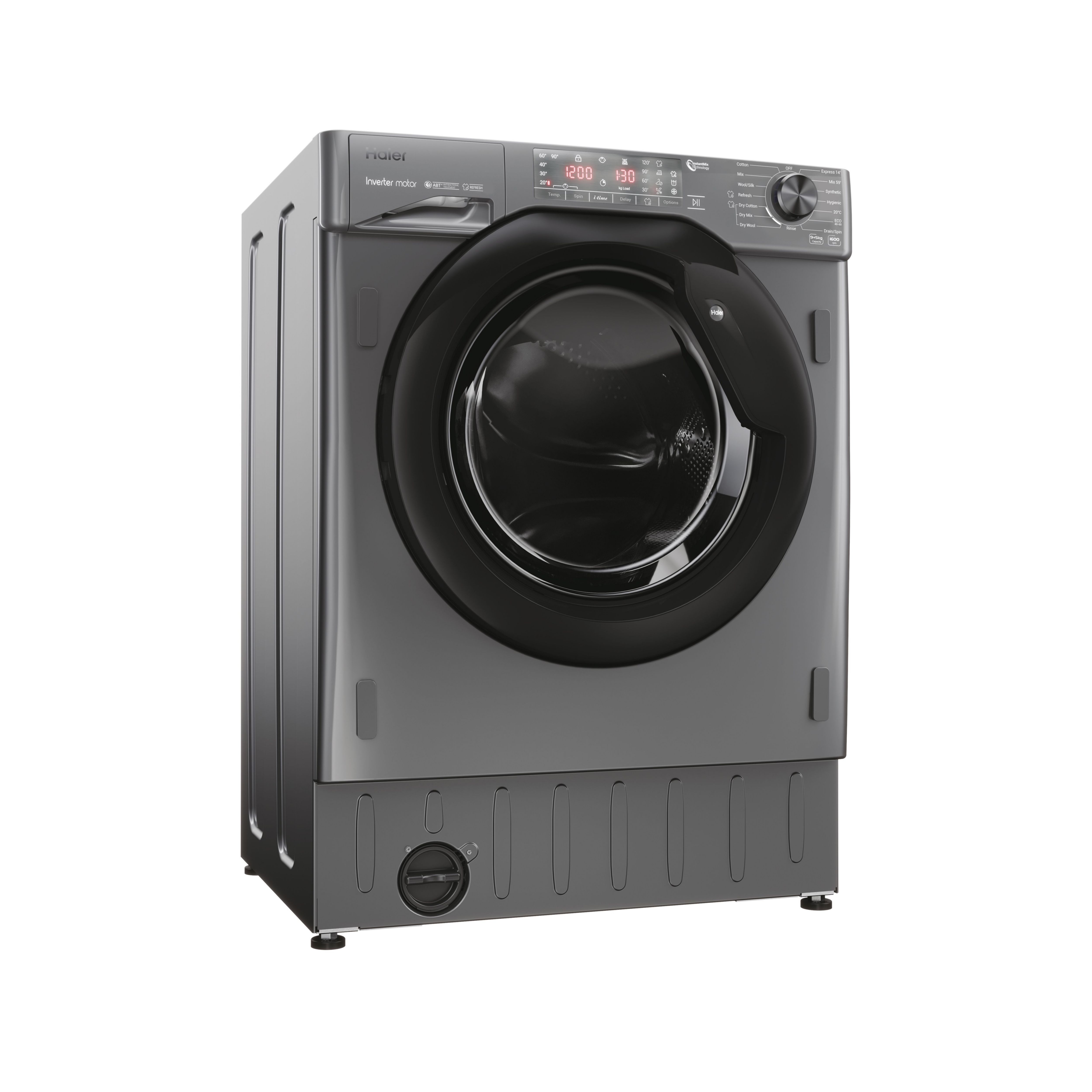 Haier HWDQ90B416FWBRUK 9kg/5kg Built-in Condenser Washer dryer - Grey