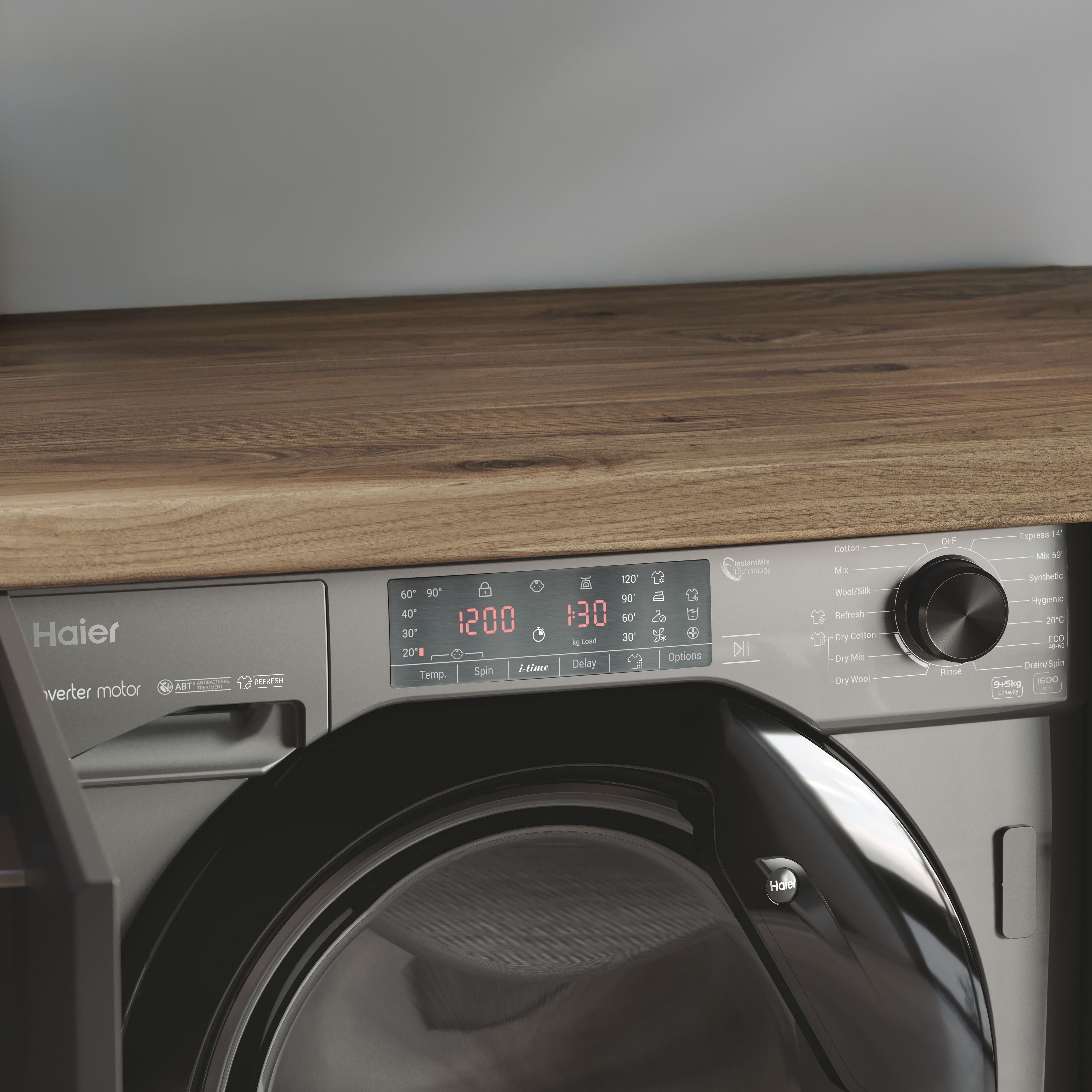 Haier HWDQ90B416FWBRUK 9kg/5kg Built-in Condenser Washer dryer - Grey