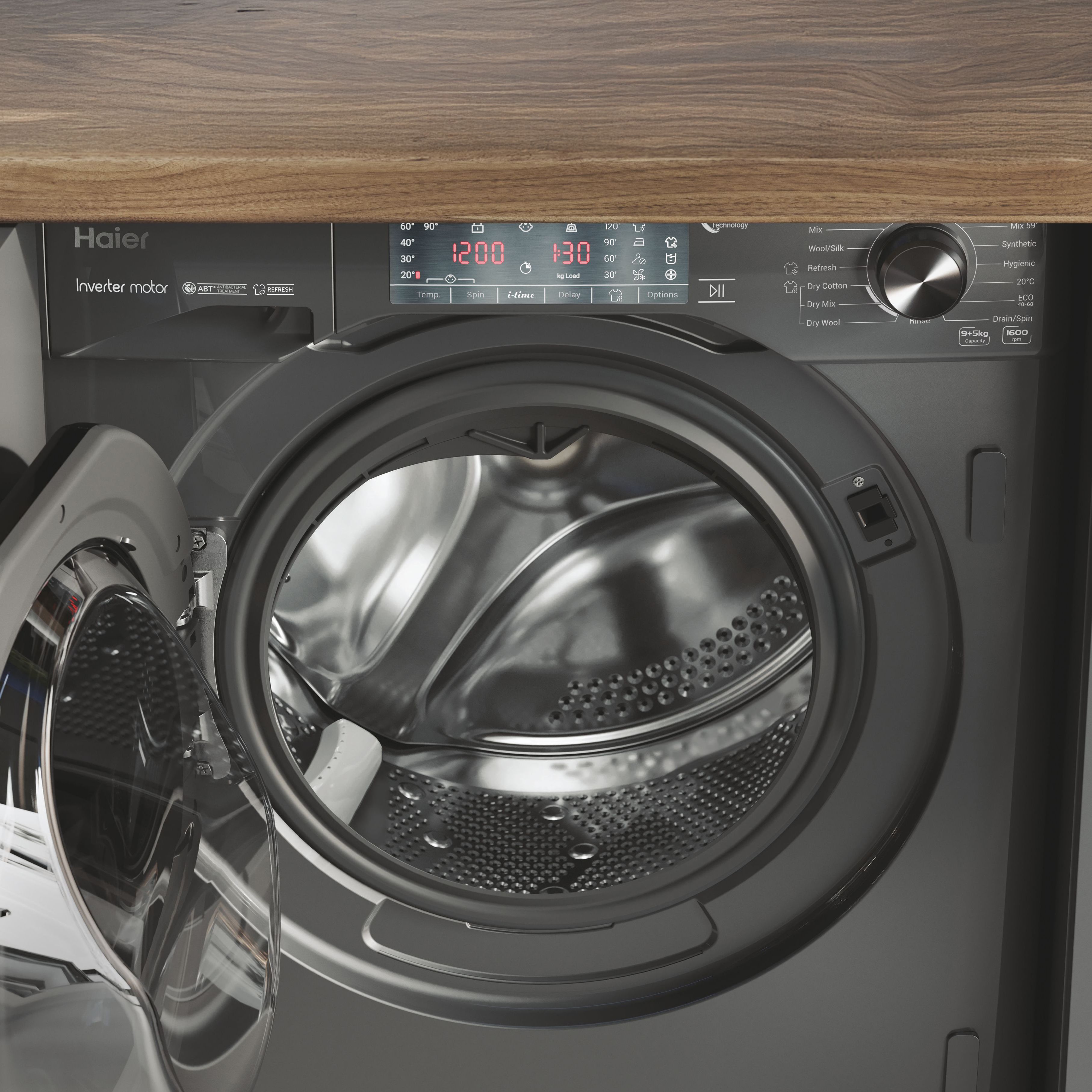 Haier HWDQ90B416FWBRUK 9kg/5kg Built-in Condenser Washer dryer - Grey