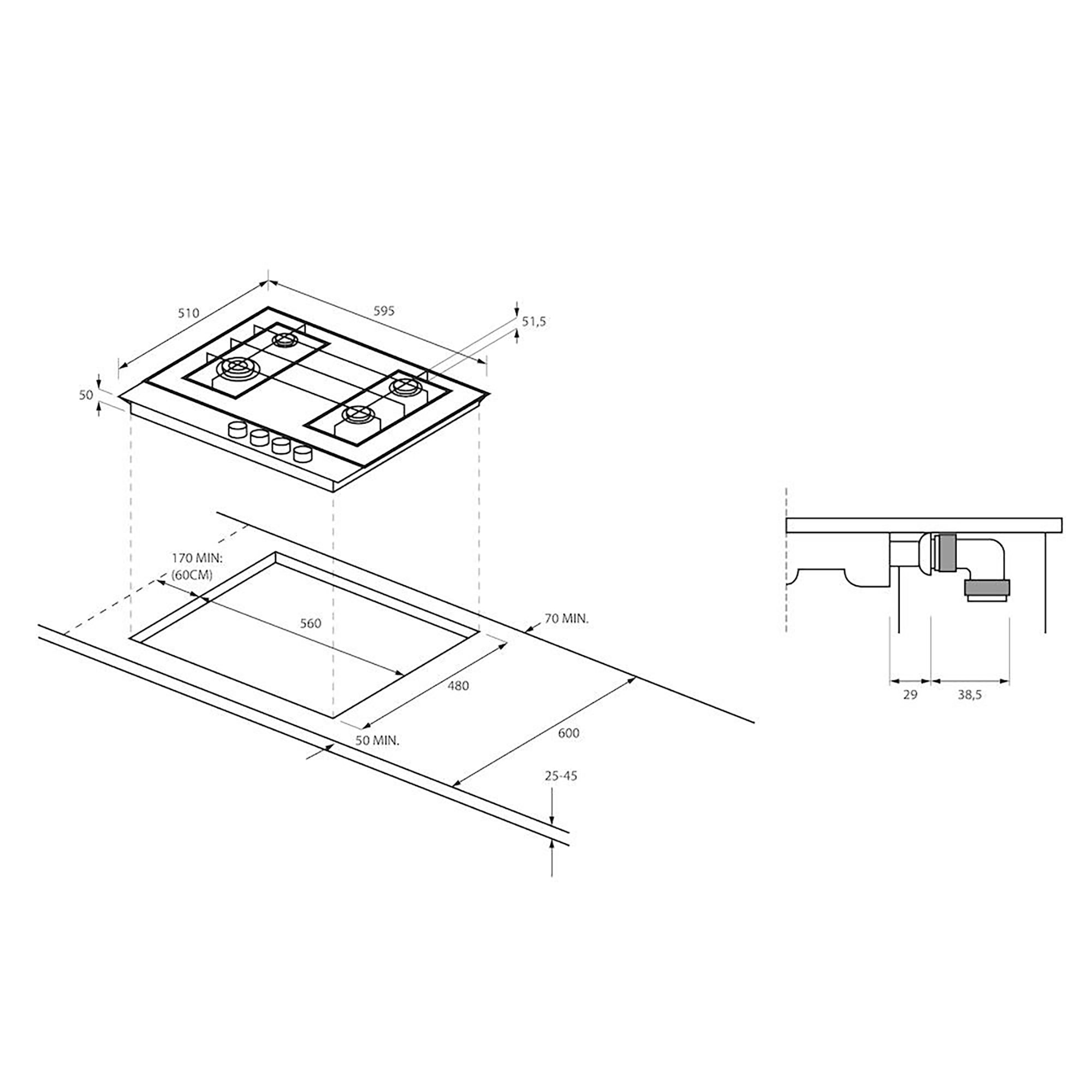 Haier Series 4 HAVG6BF4HB/1 59.5cm Hob - Black