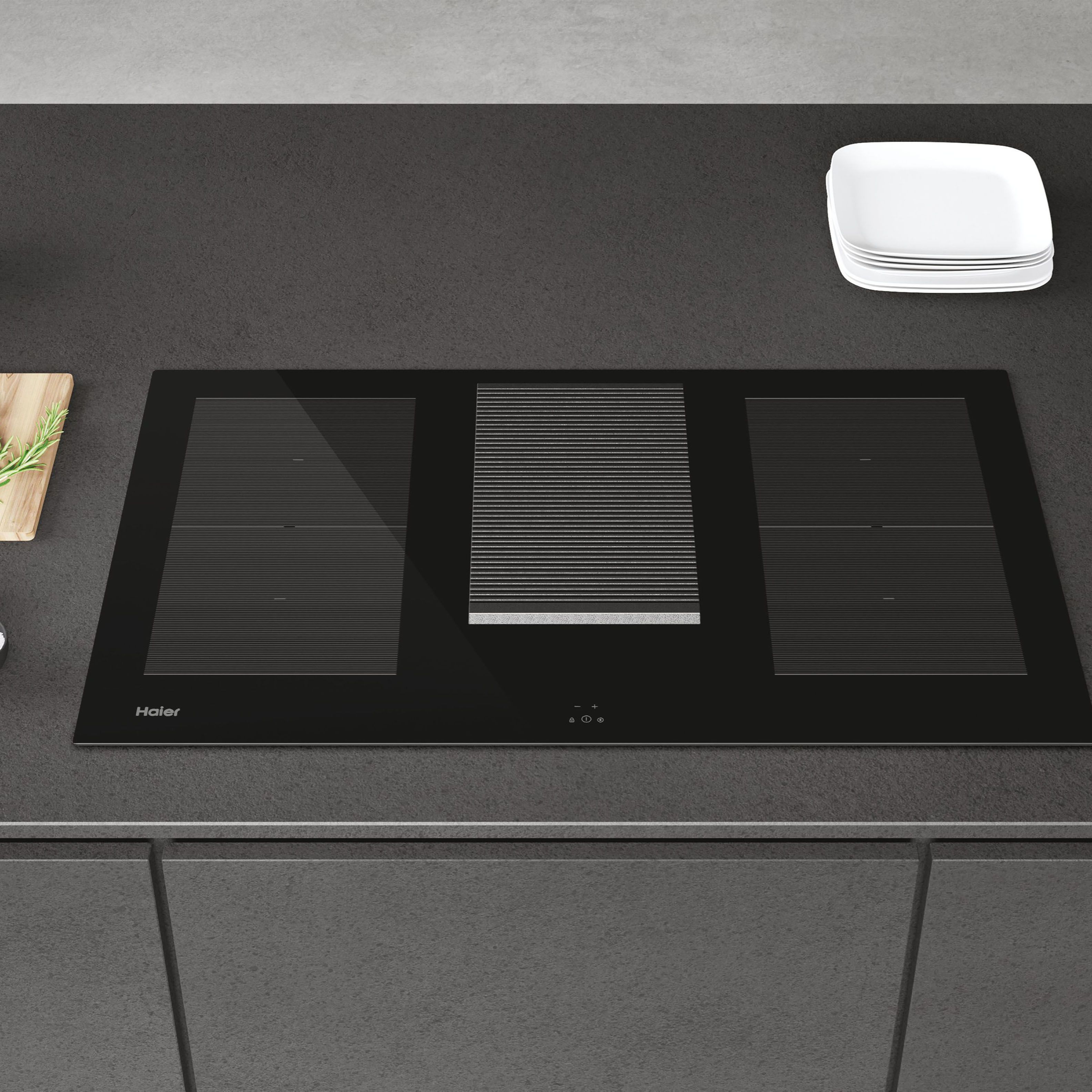 Haier Series 6 HAIH8IFMCF 83cm Induction Hob With extractor fan - Black