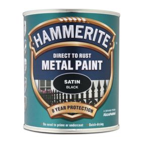 Hammerite Black Satin Metal paint, 0.75L