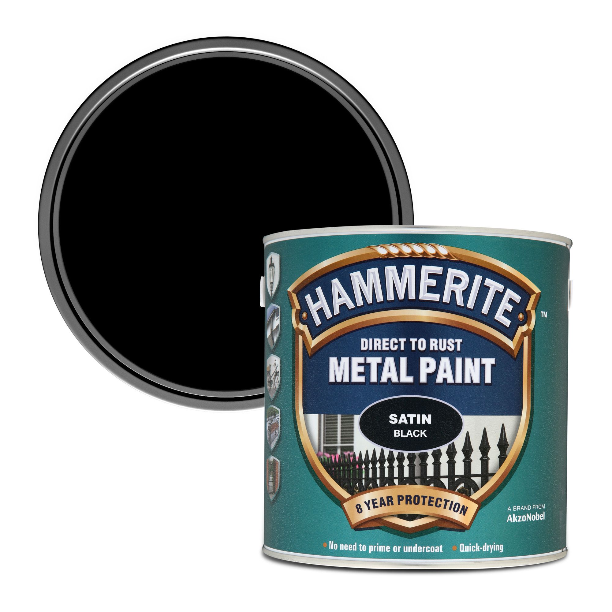 Hammerite Black Satinwood Metal paint, 2.5L | Tradepoint