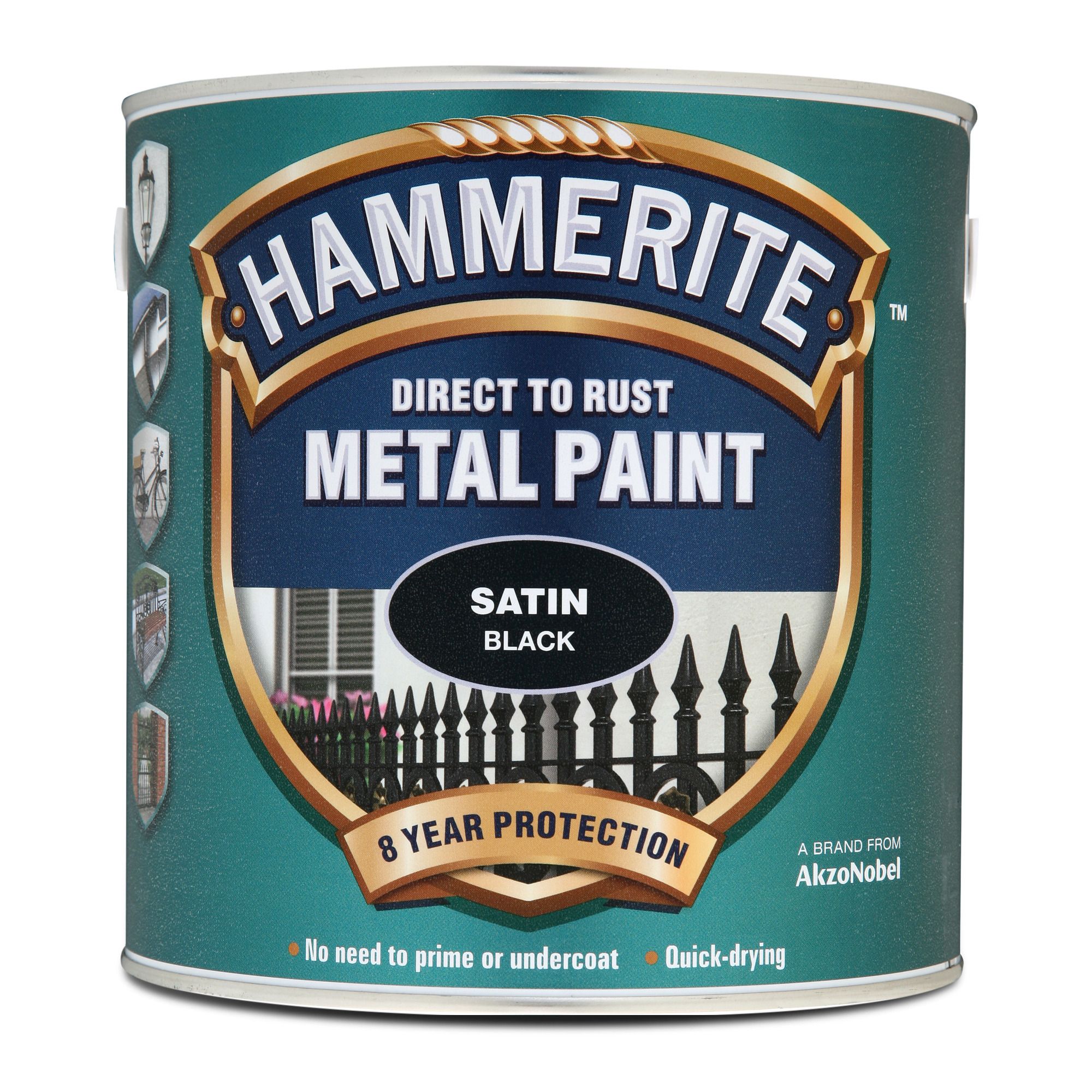 Hammerite Black Satinwood Metal paint, 2.5L