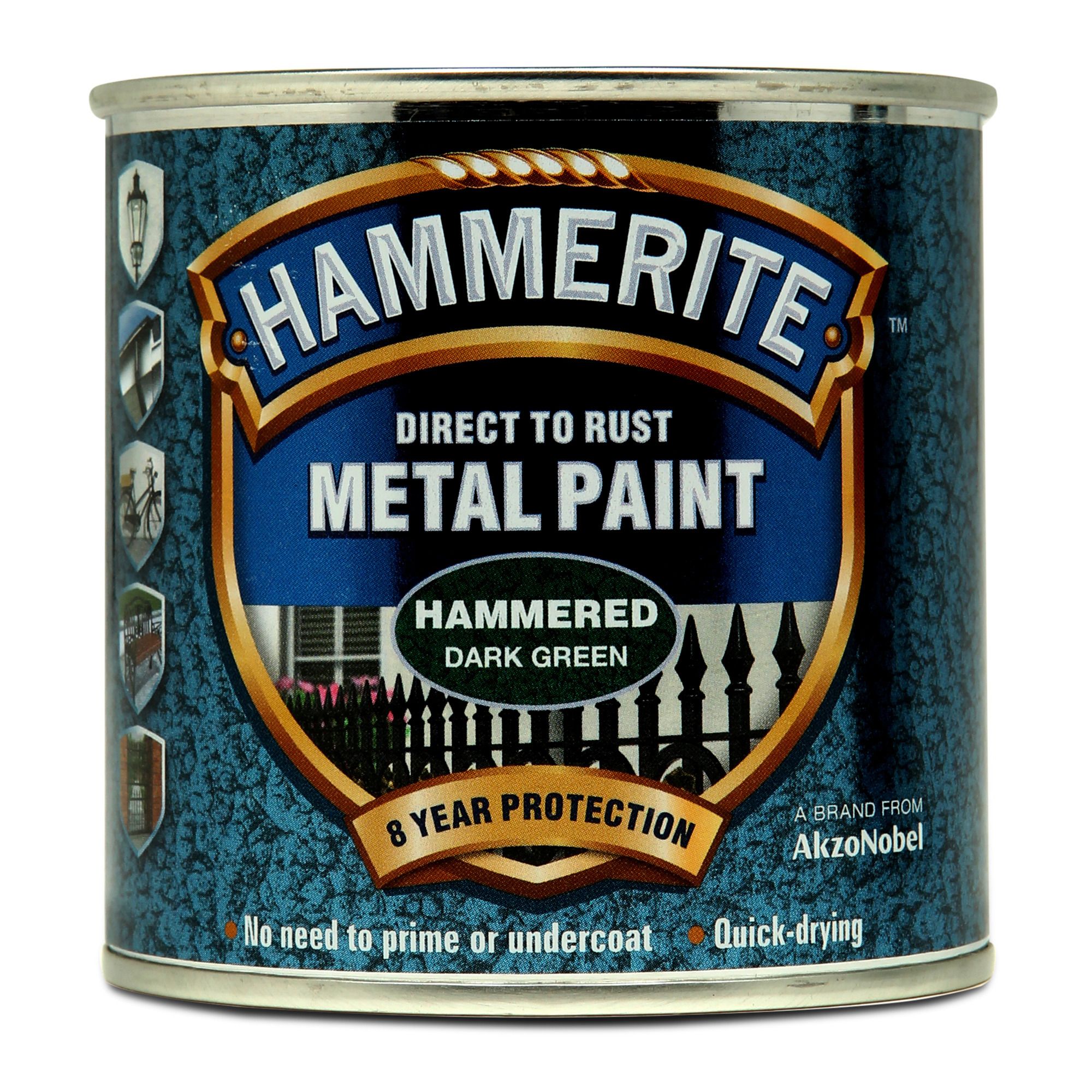 Hammerite Dark green Hammered effect Metal paint, 250ml
