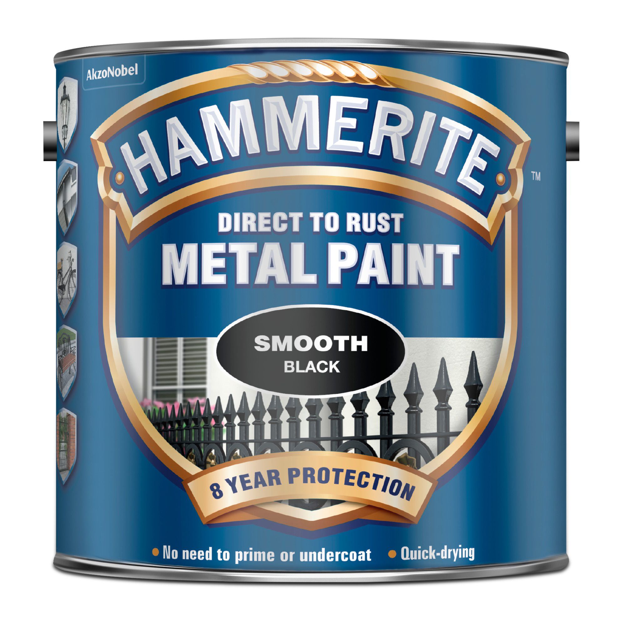 Hammerite Smoothrite Black Gloss Metal paint, 2.5L