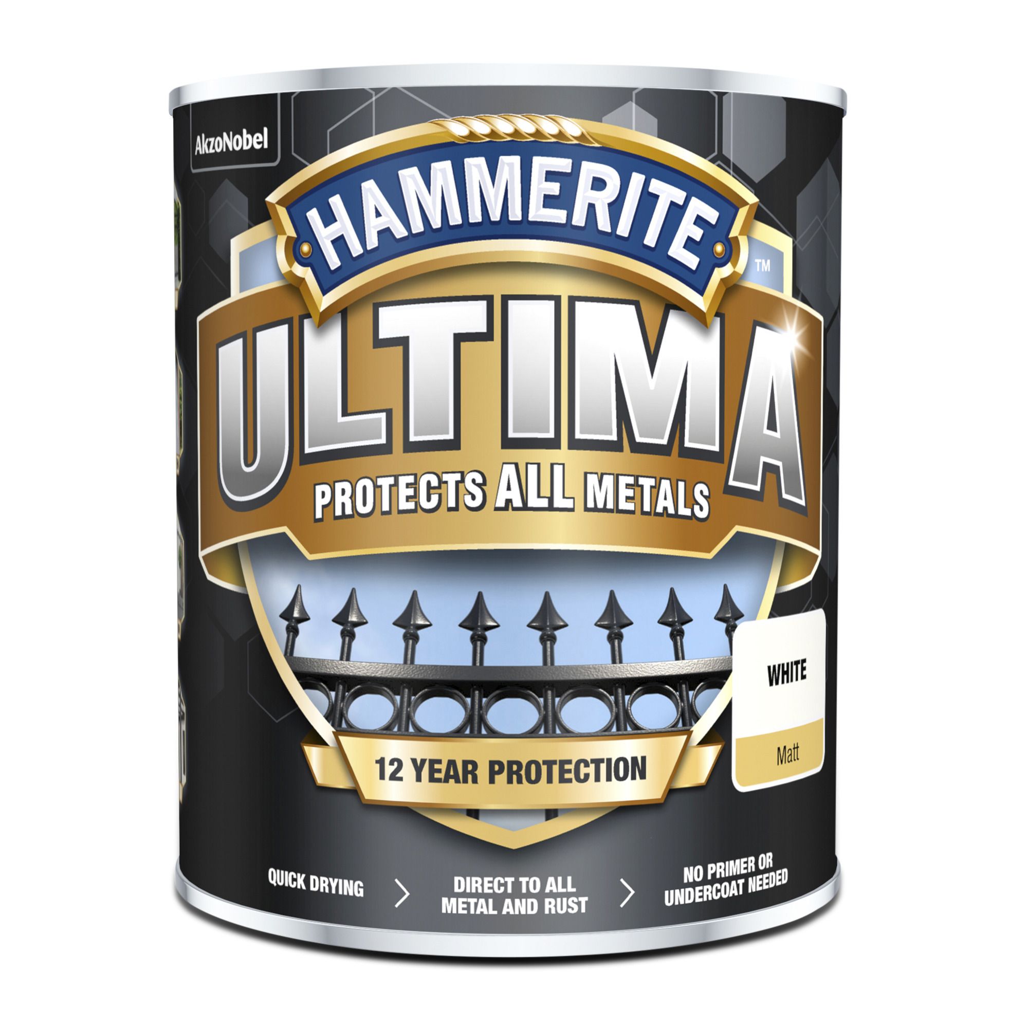 Hammerite White Matt Multi-surface Exterior Metal paint, 750ml