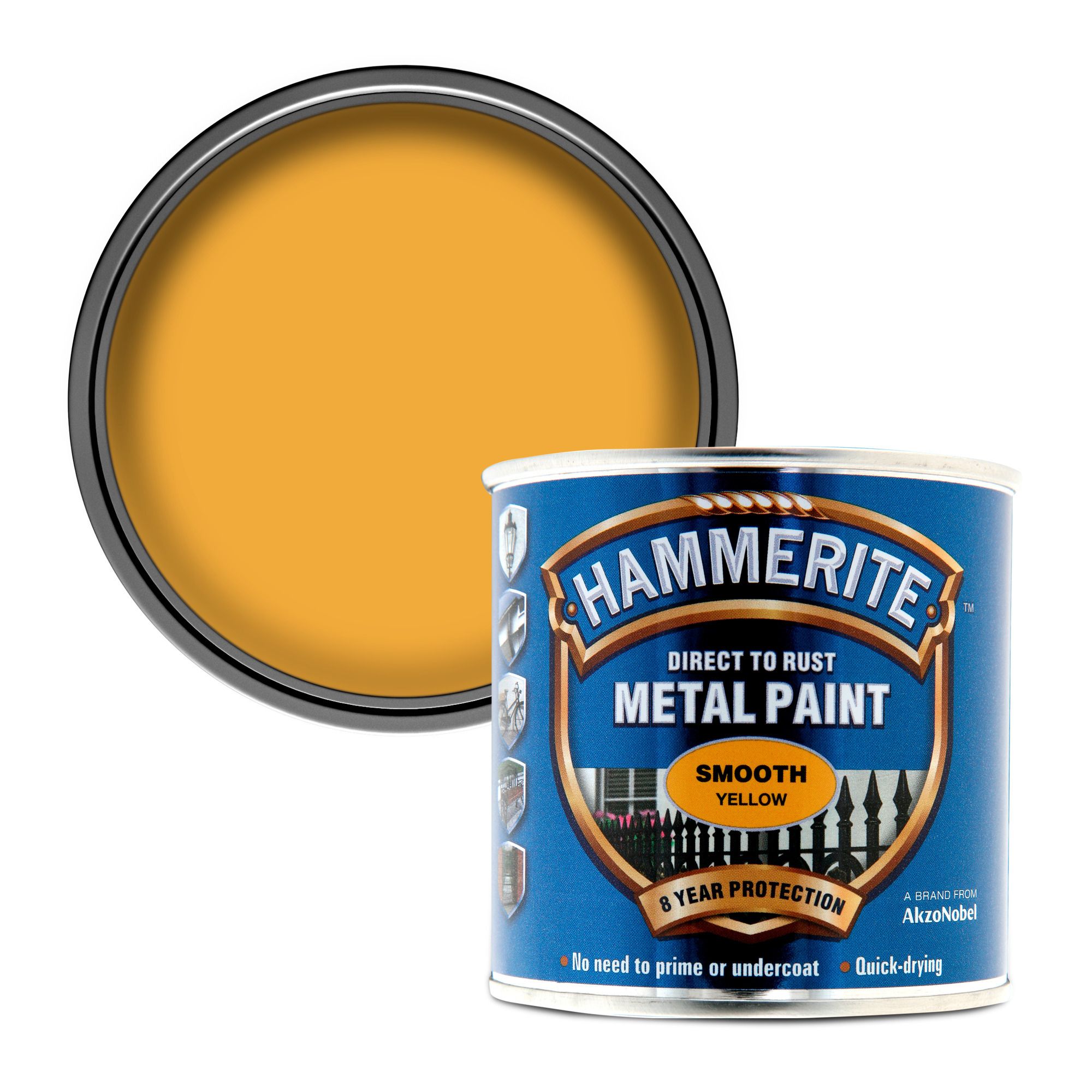Hammerite Yellow Gloss Exterior Metal paint, 250ml Tradepoint