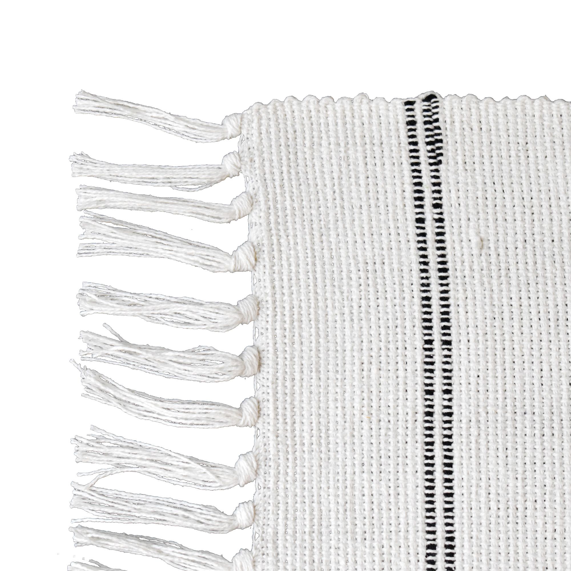 Hand Woven White Stripes Rug 80cm
