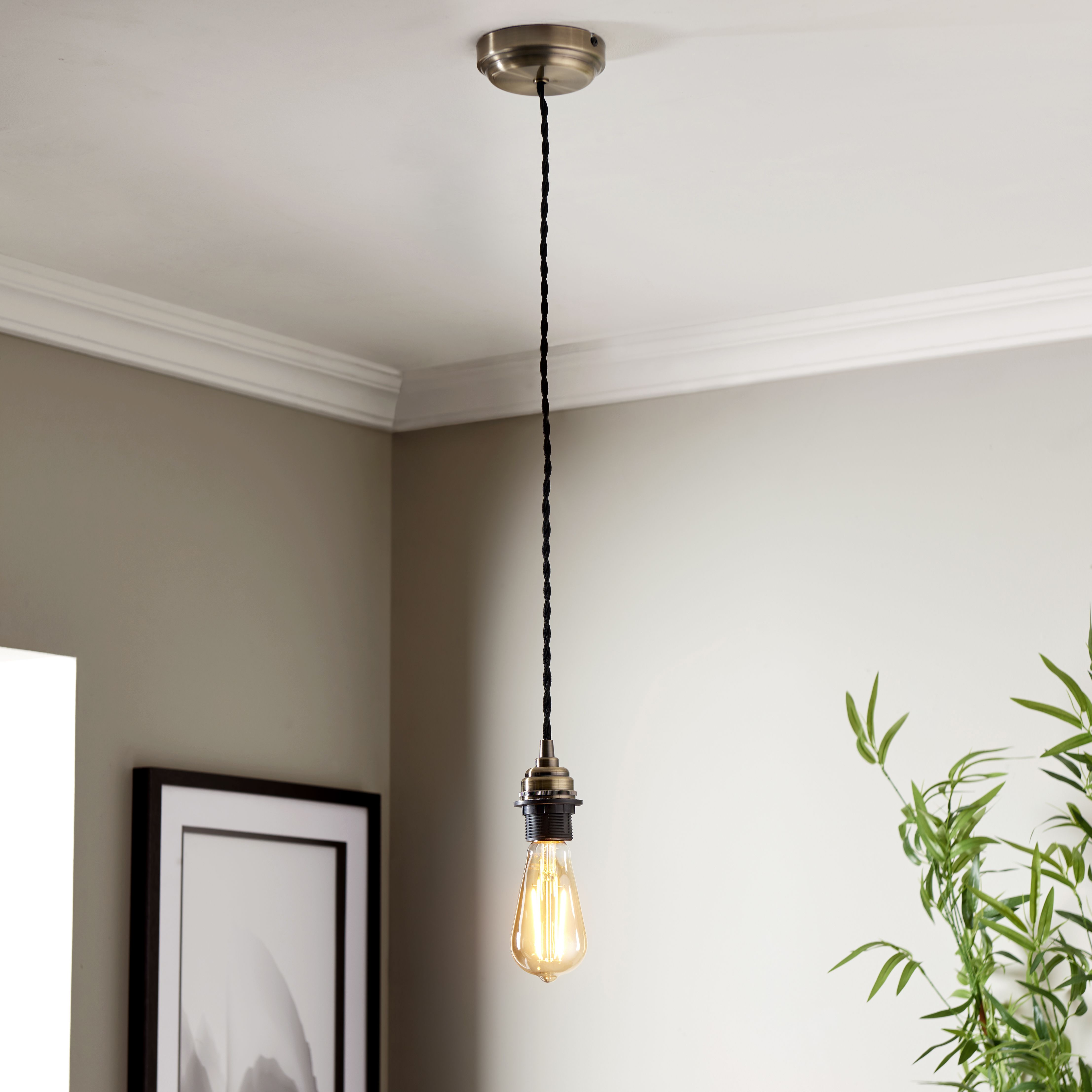 Harbour Studio Antique brass effect E27 Cable light set