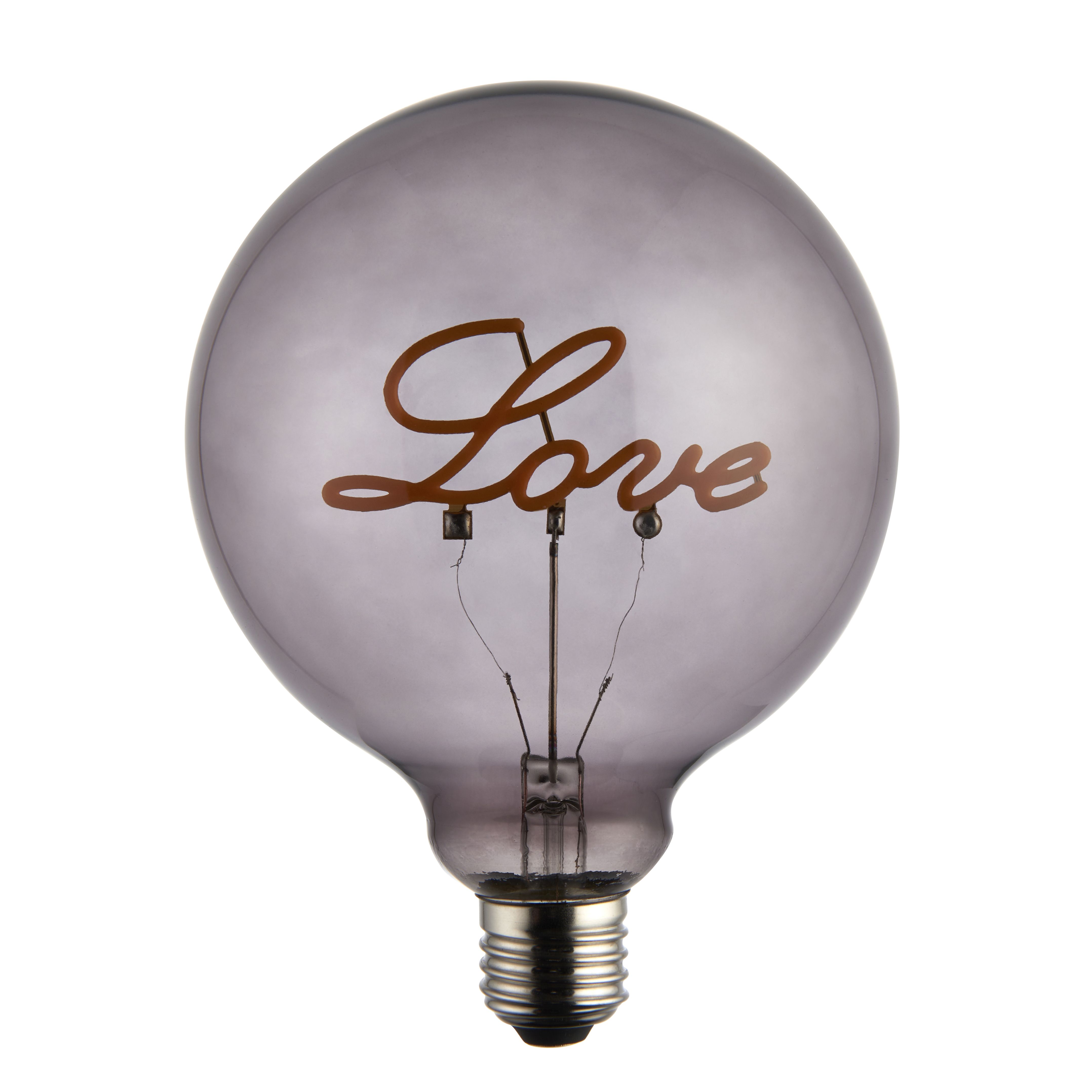 Harbour Studio Love E27 2W 70lm Smoky Globe Warm white LED Light bulb