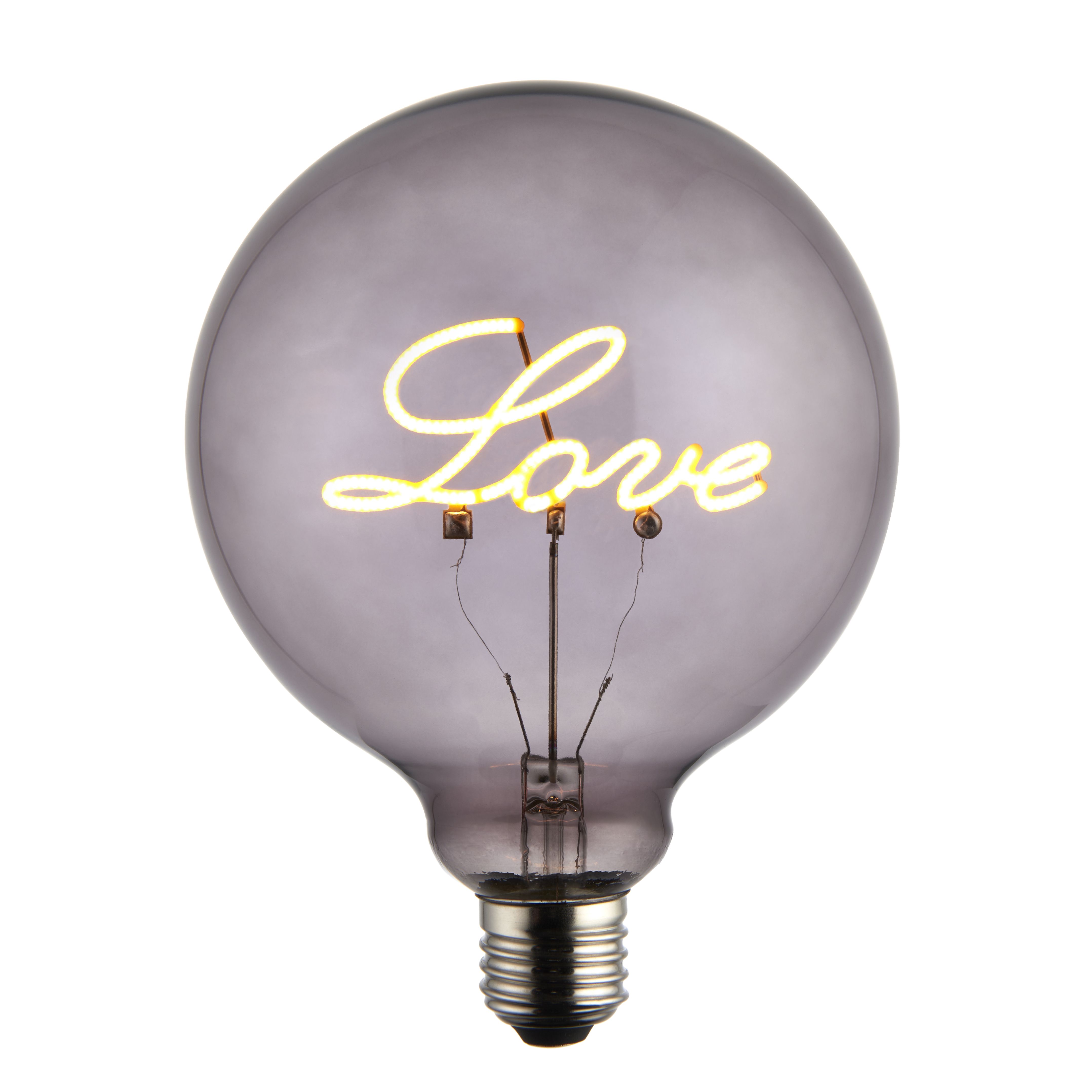 Harbour Studio Love E27 2W 70lm Smoky Globe Warm white LED Light bulb