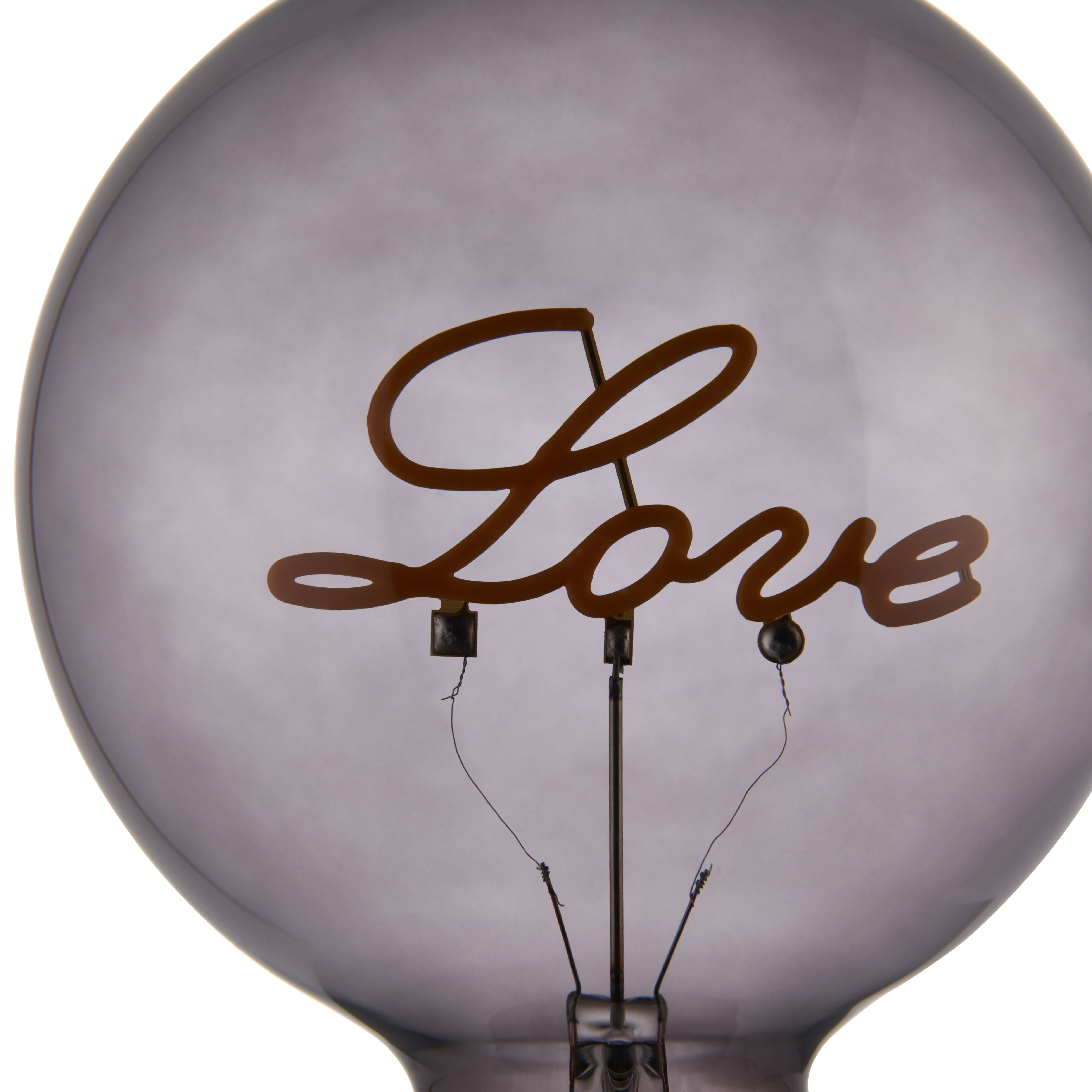 Harbour Studio Love E27 2W 70lm Smoky Globe Warm white LED Light bulb