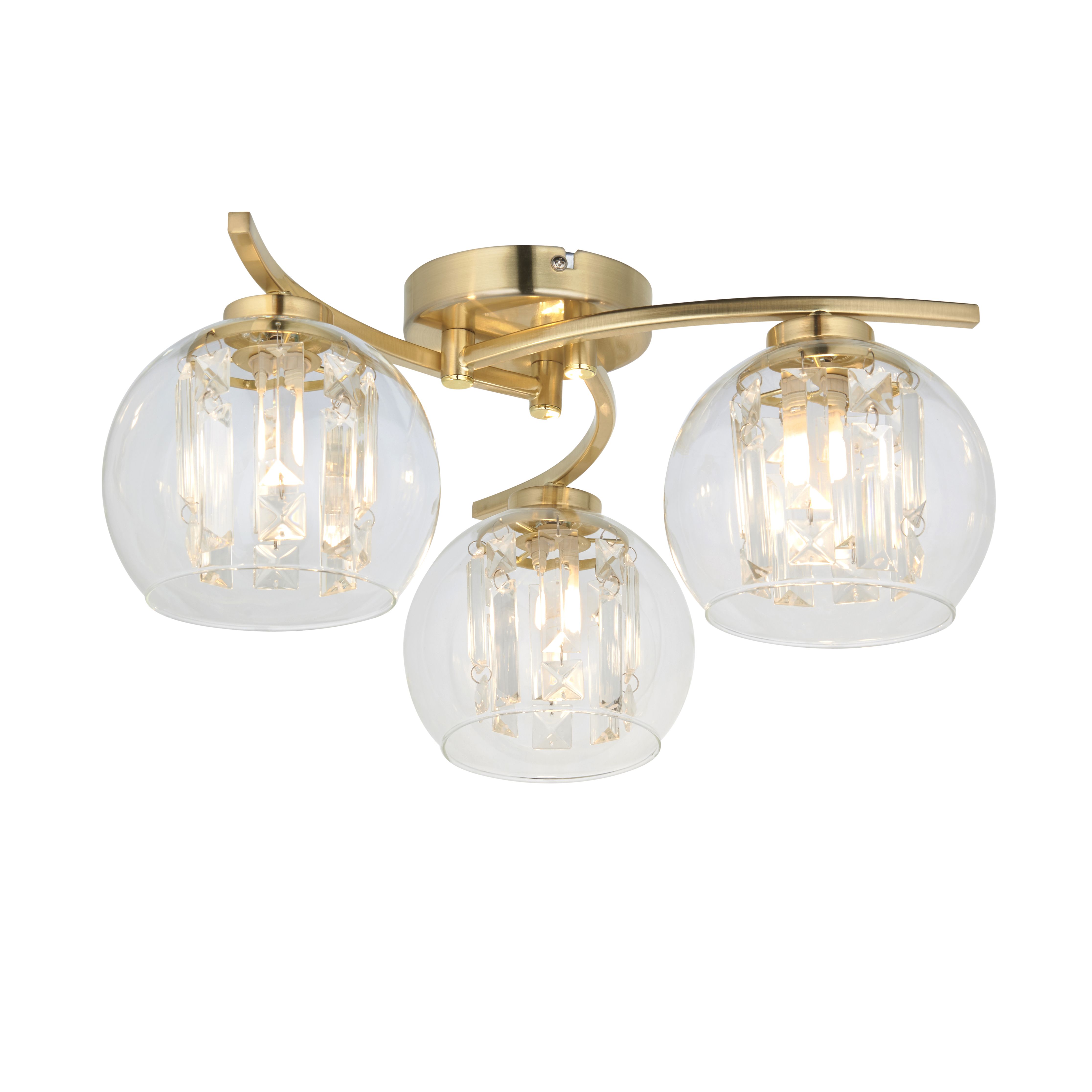 Harbour Studio Mallorie Glass & metal Gold 3 Lamp Ceiling light
