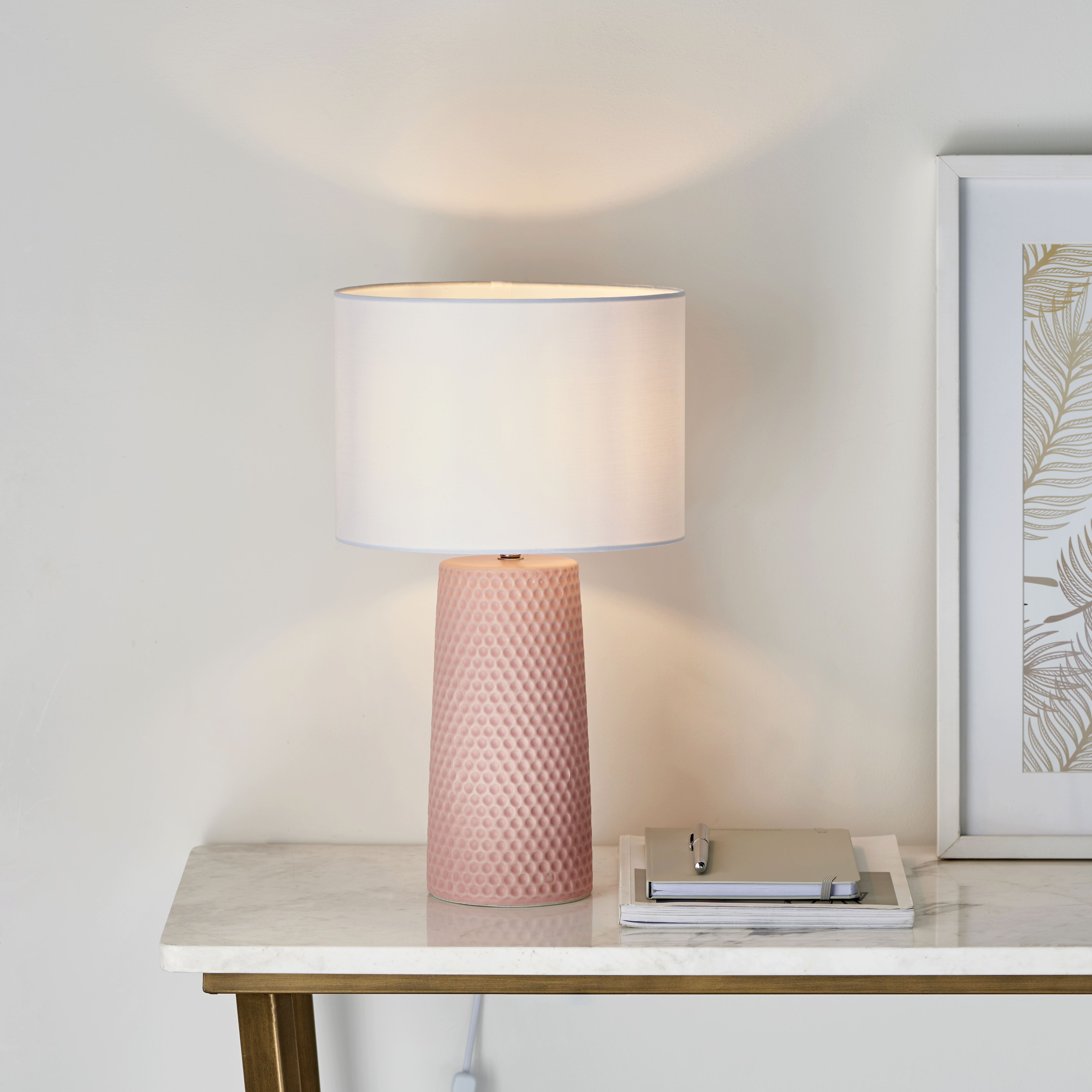 Blush pink standing store lamp