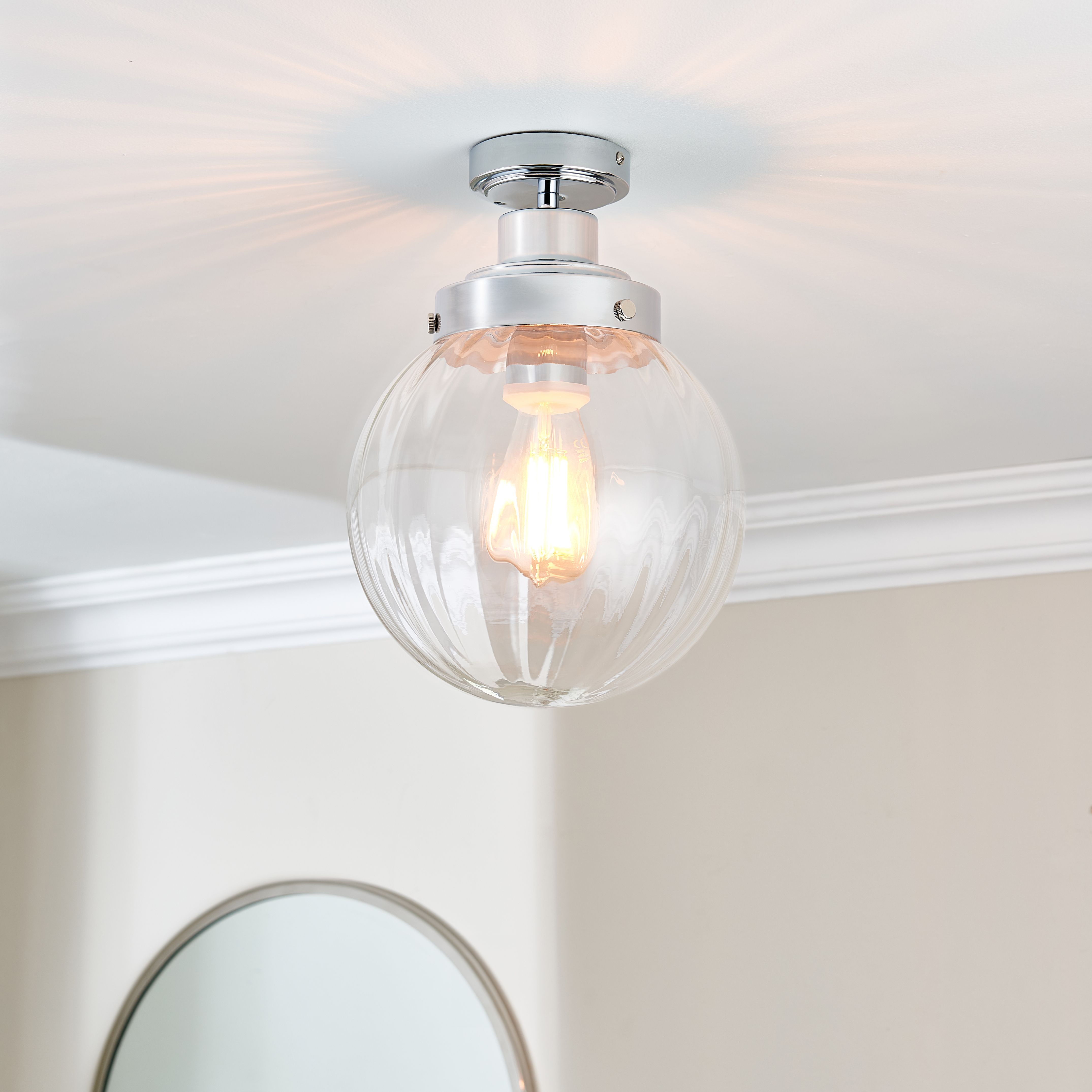 Harbour Studio Regan Glass & steel Bathroom ceiling light