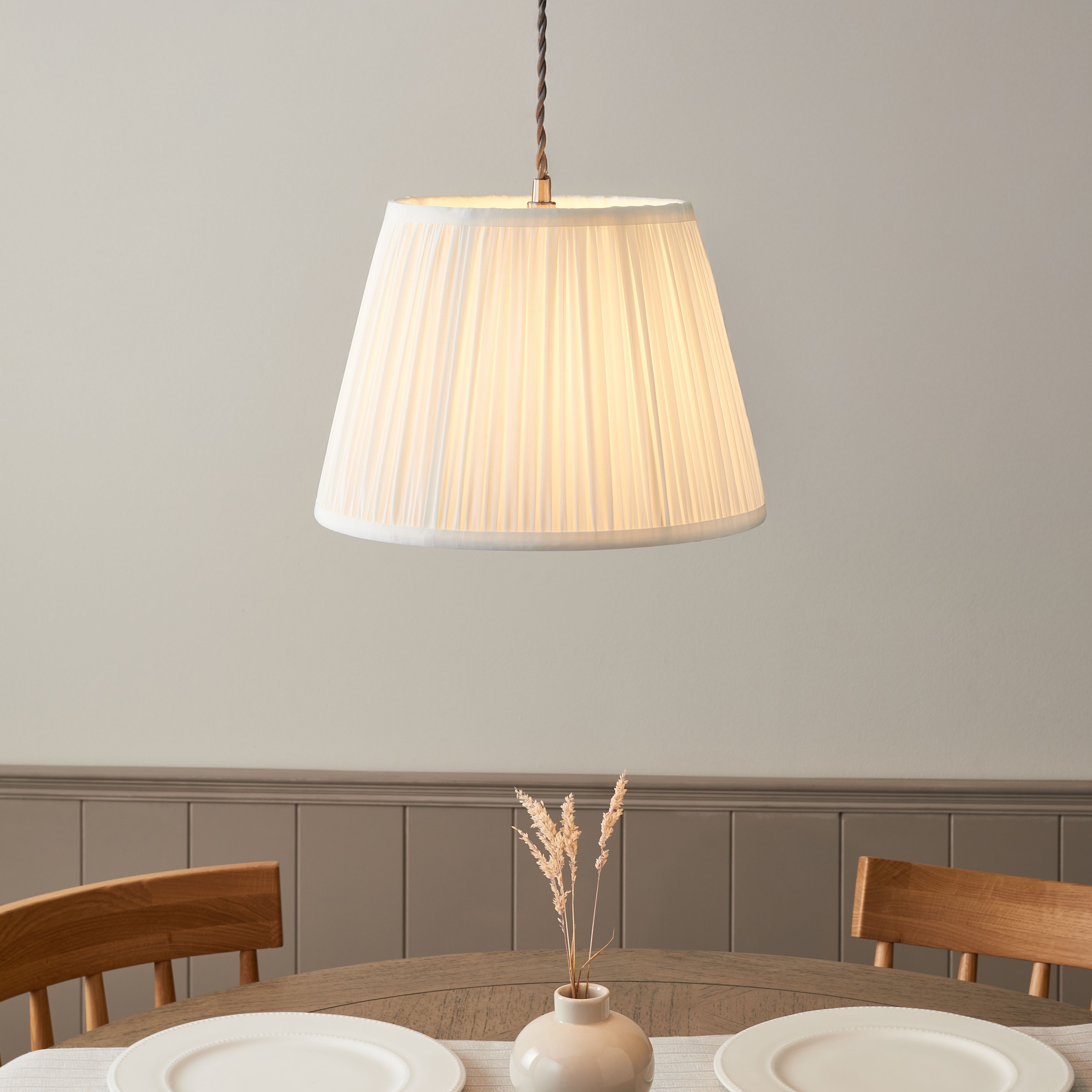 Harbour Studio Serena Ivory Cotton effect Pleated Conical Lamp shade (D)30cm